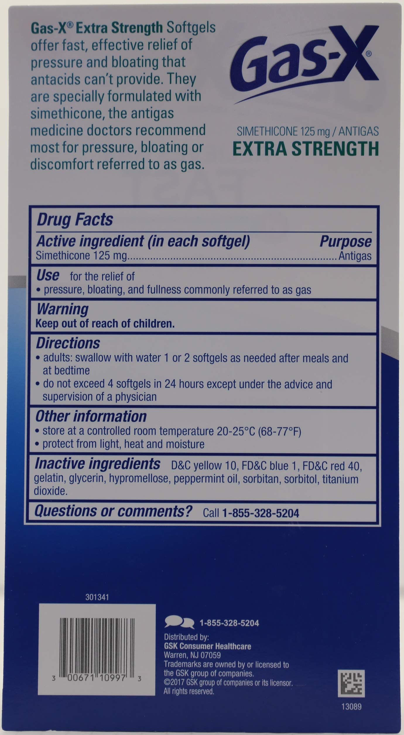 Gas-X Extra Strength, botella con etiqueta clara, dosis flexible para molestias
