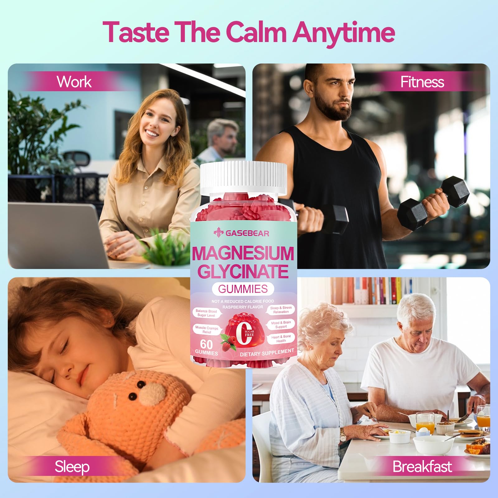 GASEBEAR gominolas magnesio 400 mg, sin azúcar para snack ligero