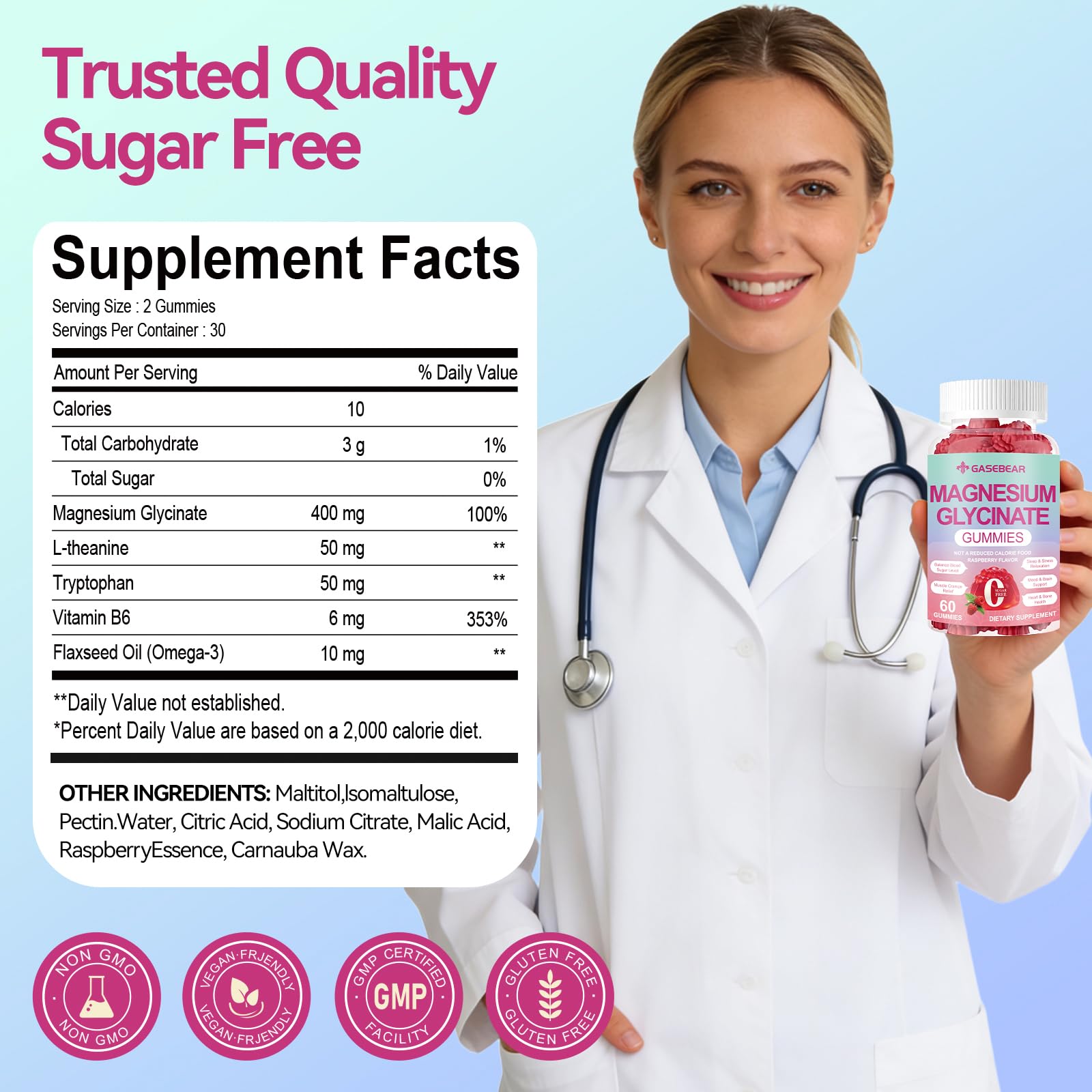 GASEBEAR gominolas magnesio 400 mg, uso nocturno para relajación