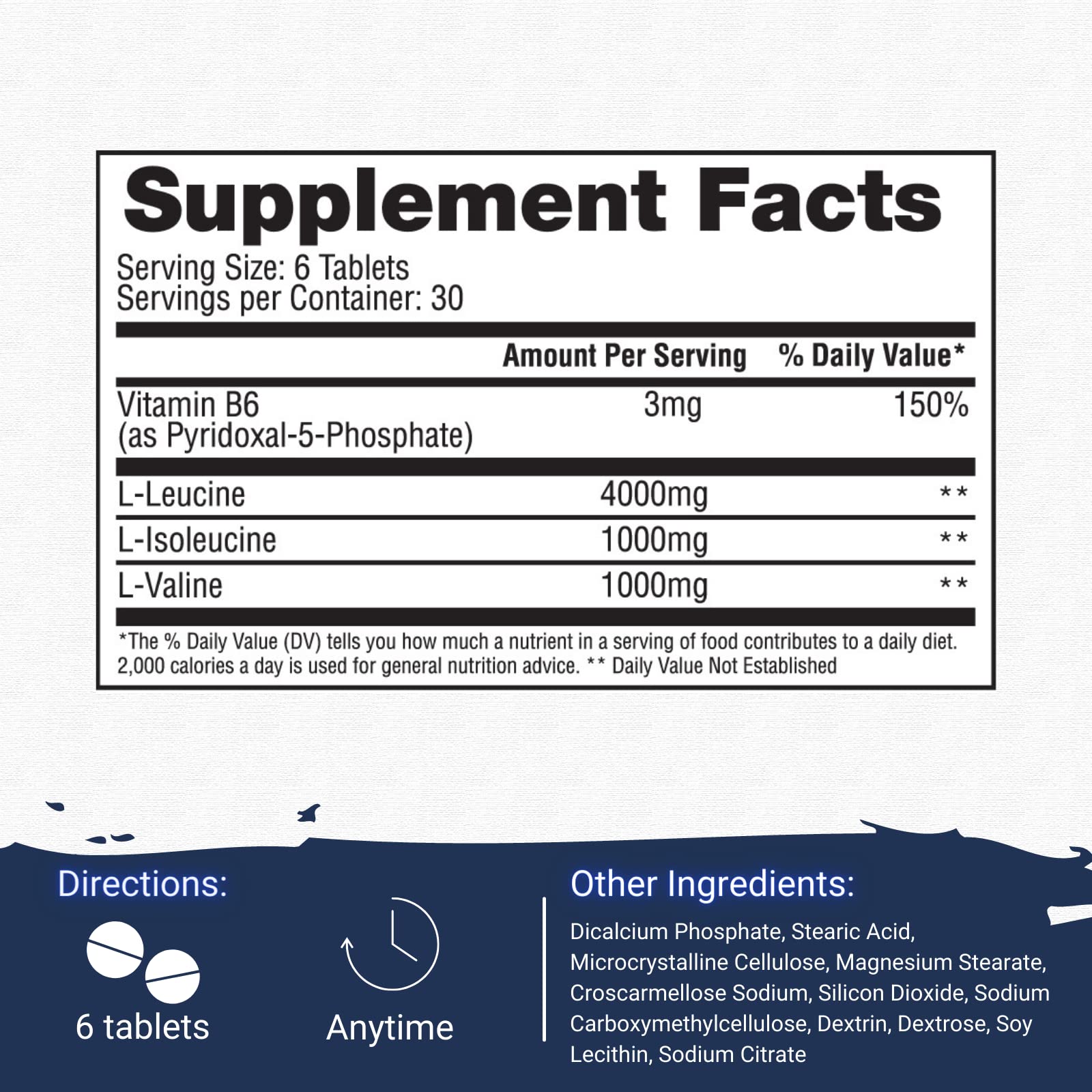 Gaspari AminoMax8000 etiqueta en primer plano, fórmula leucina-predominante para recuperación.