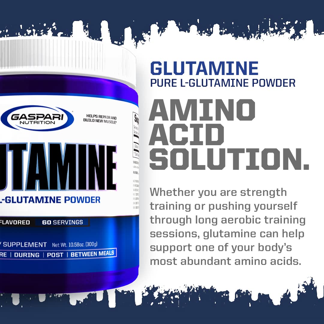 Gaspari Nutrition Glutamina: polvo sin sabor ideal para batidos diarios.