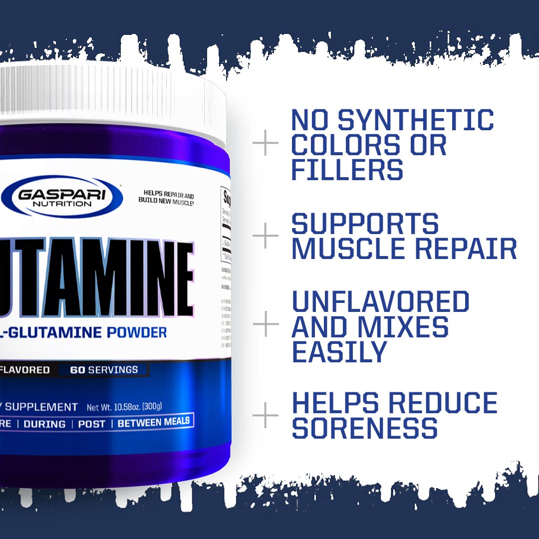 Gaspari Nutrition Glutamina: textura de polvo micronizado para disolución suave.