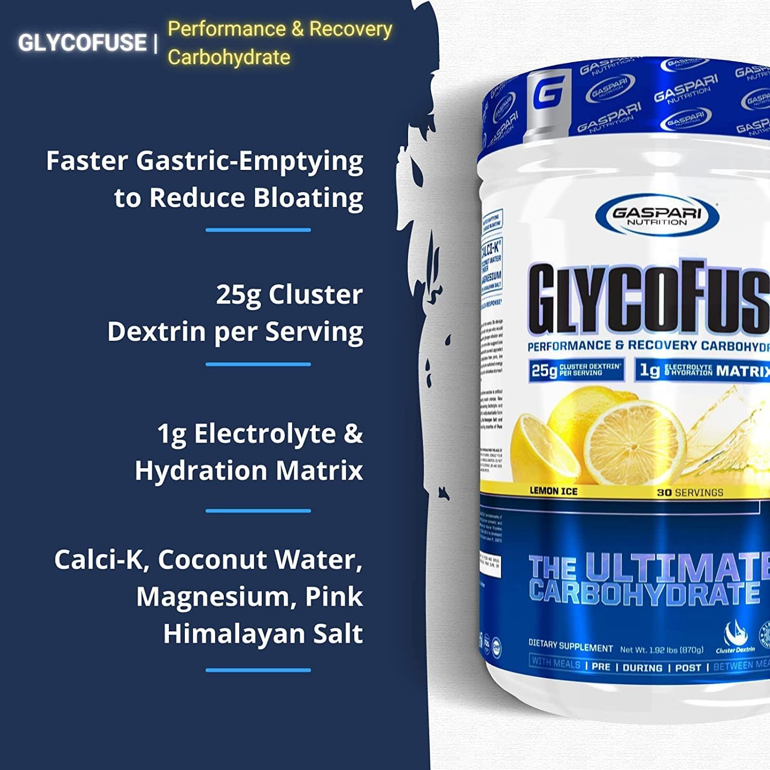 Gaspari Glycofuse: mezcla homogénea y textura suave para hidratación refrescante.