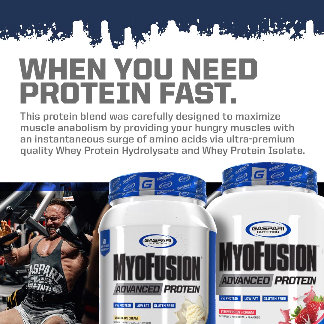 Gaspari Nutrition Myofusion Advanced Protein polvo con textura fina para mezclar rápido