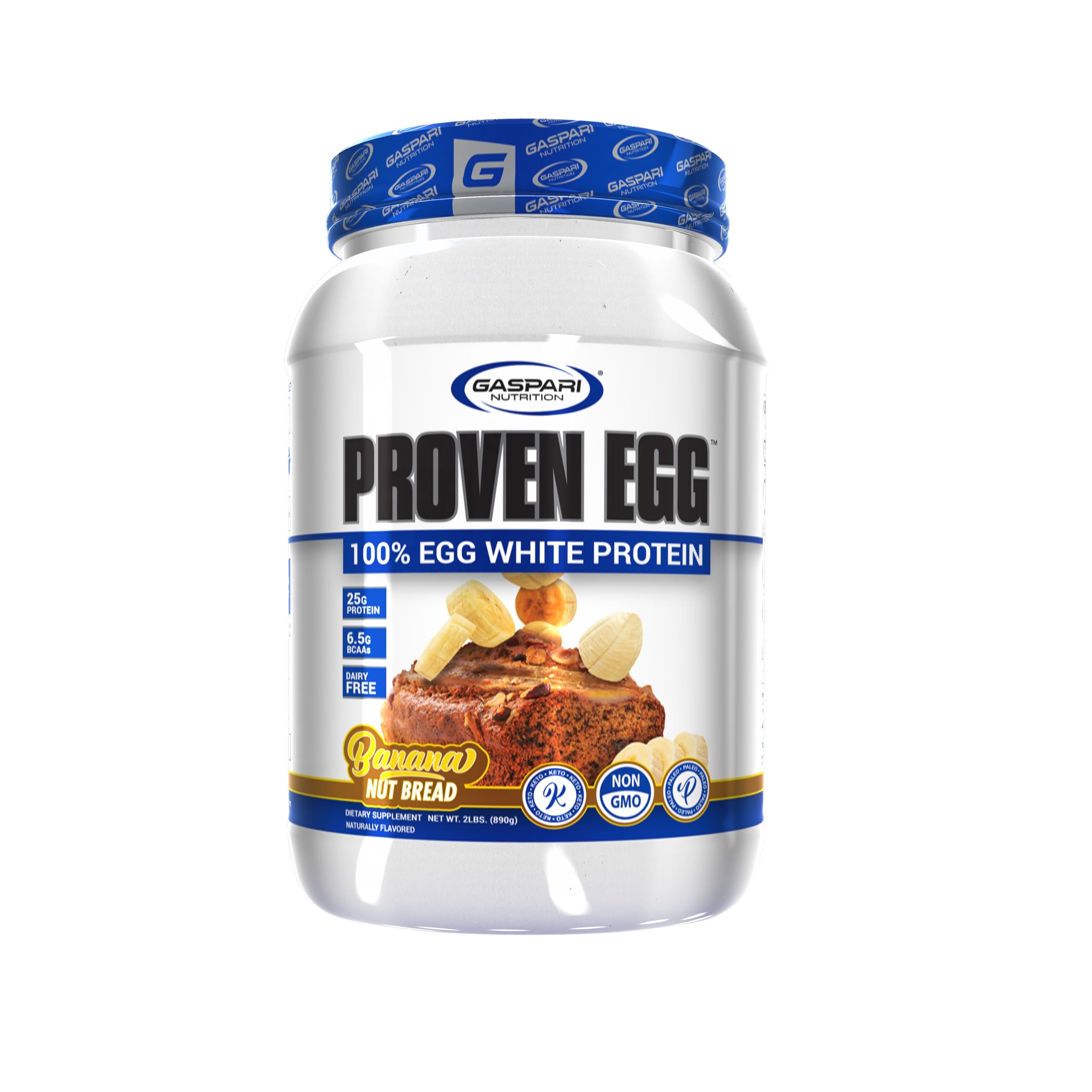 Gaspari Proven Egg, bote 2 lb, proteína de clara de huevo pura.