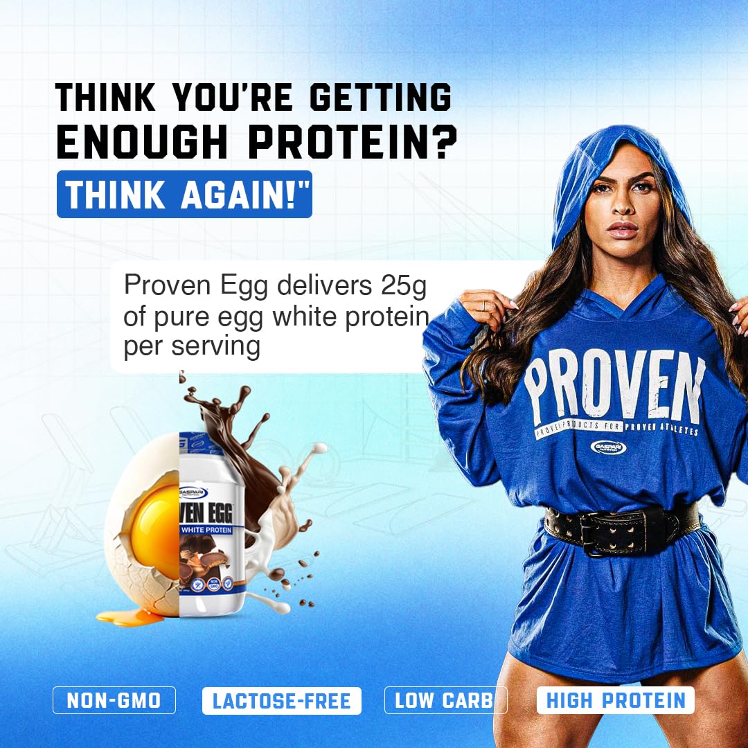 Gaspari Proven proteína clara de huevo etiquetado apto keto para dietas limpias.