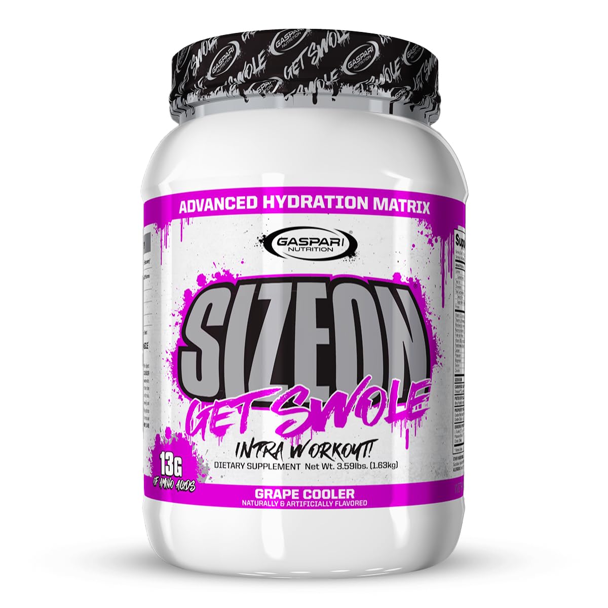Gaspari SizeOn: bote frontal para consumo durante entrenamientos intensos.