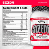 Gaspari SizeOn: etiqueta detallada destaca ingredientes clave para volumen muscular y energía sostenida.
