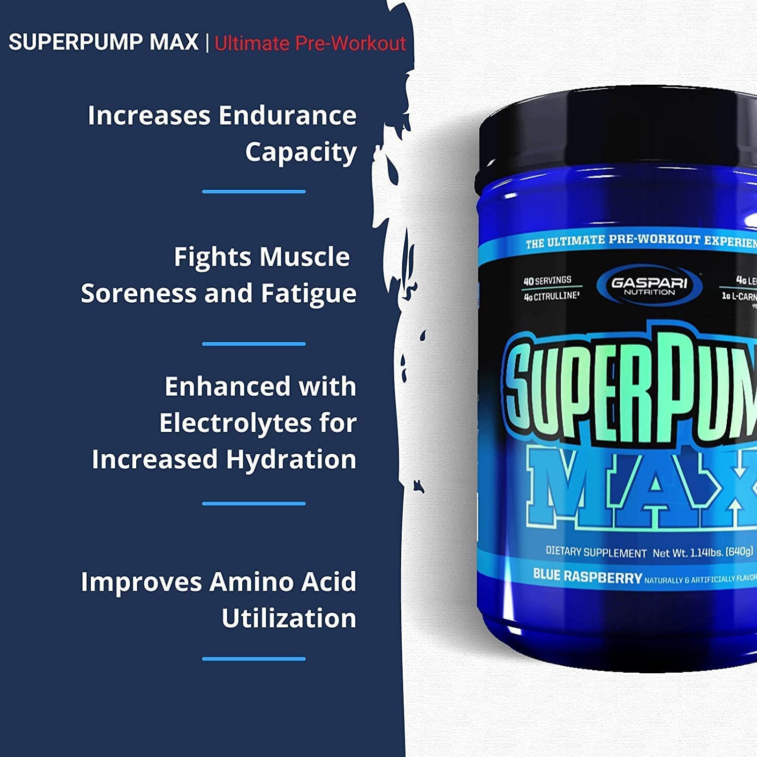 Presentación elegante de Gaspari SuperPump Max en empaque.