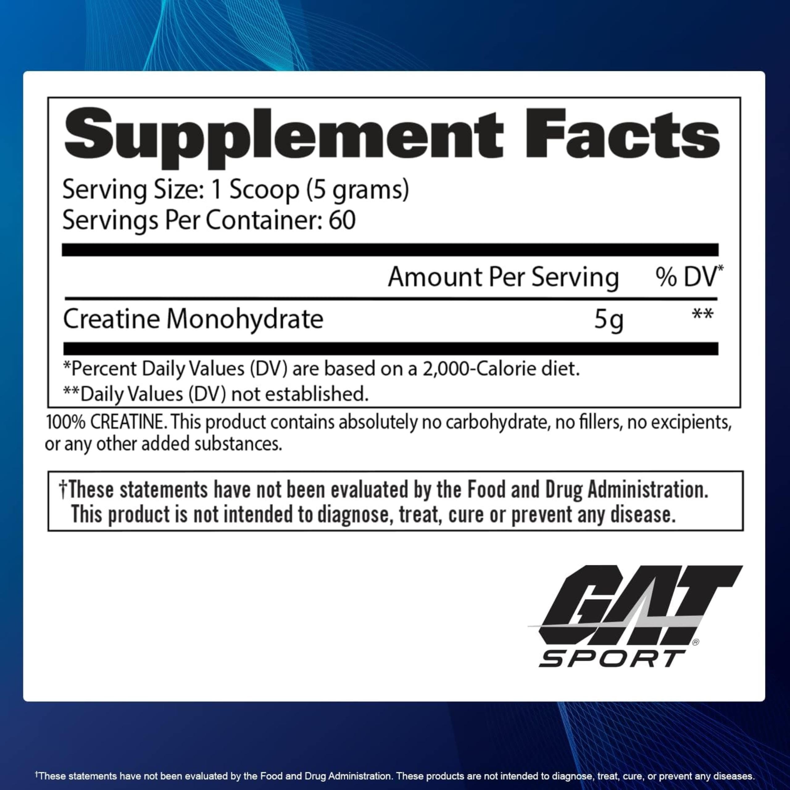 GAT SPORT Creatina Monohidratada cuchara medidora para dosificación rápida y precisa.