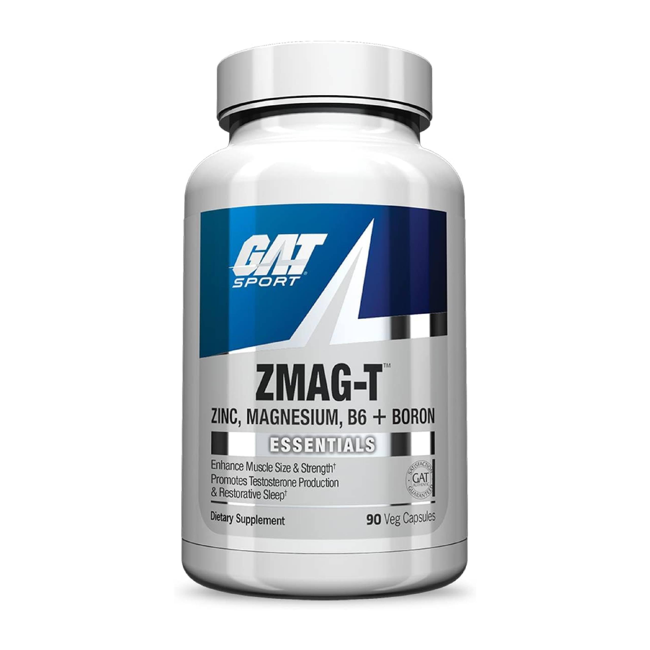 GAT Sport Essentials ZMAG-T: etiqueta trasera destacando glicina bororgánica Albion y desarrollo musculoesquelético.