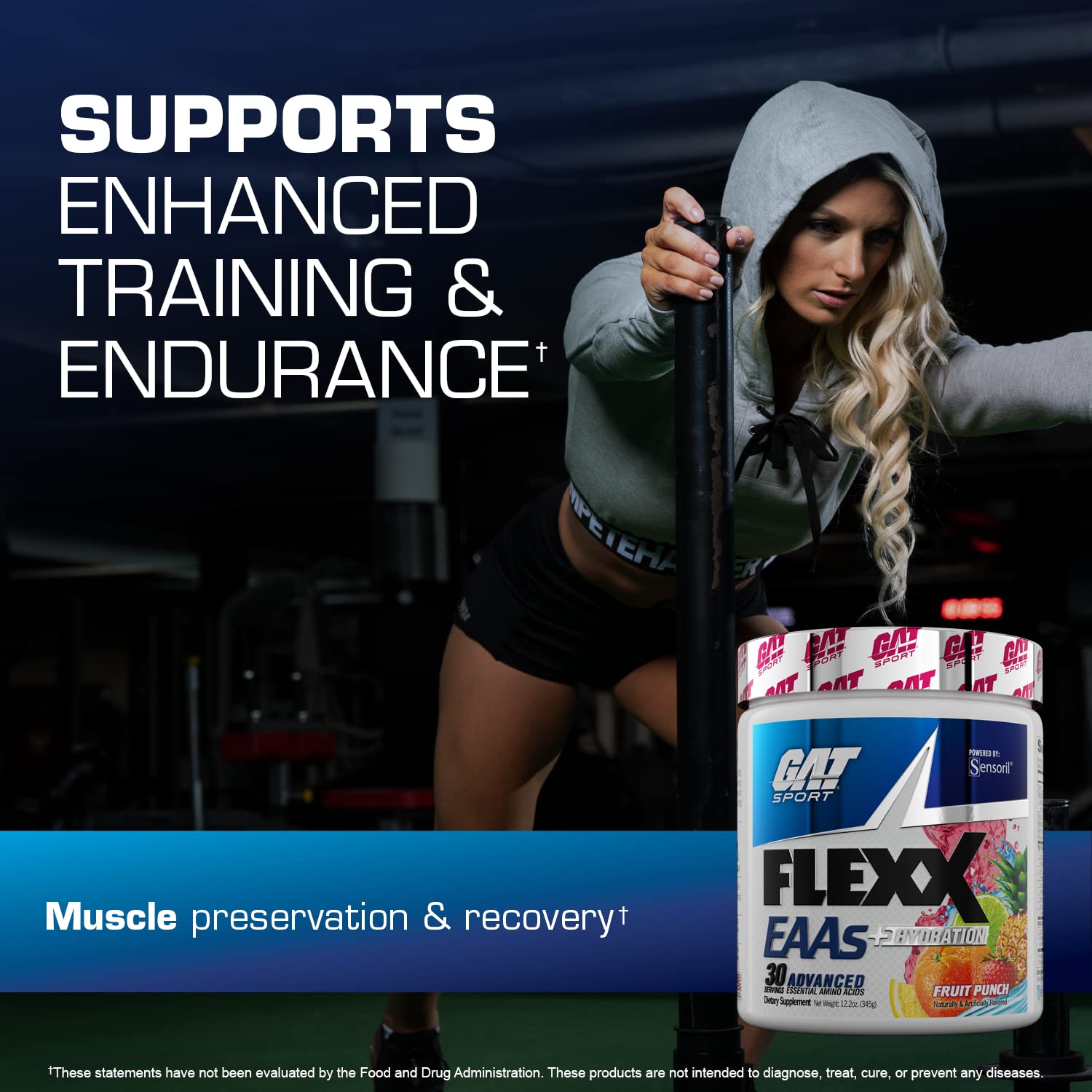 GAT SPORT Flexx EAAs etiqueta sabor fresa-mango atractiva