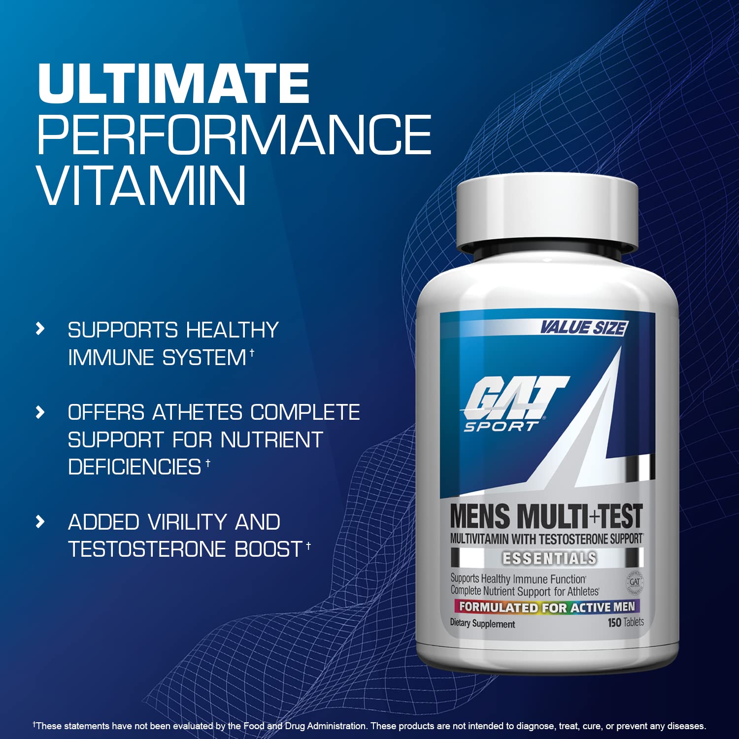 GAT SPORT Multi Hombres Test etiqueta frontal, información clara de nutrientes.