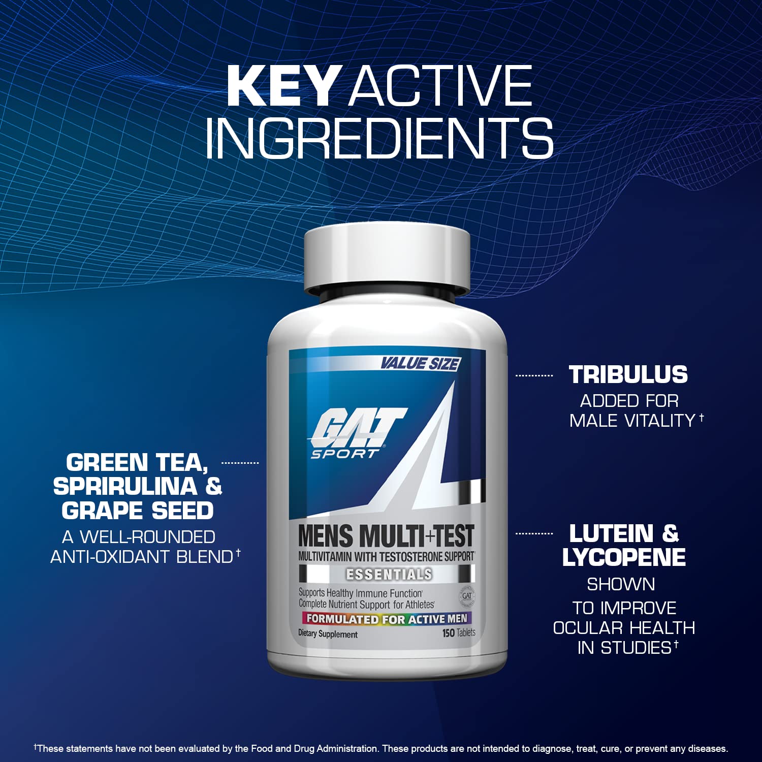 GAT SPORT Multi Hombres Test ingredientes clave, nutrientes esenciales.