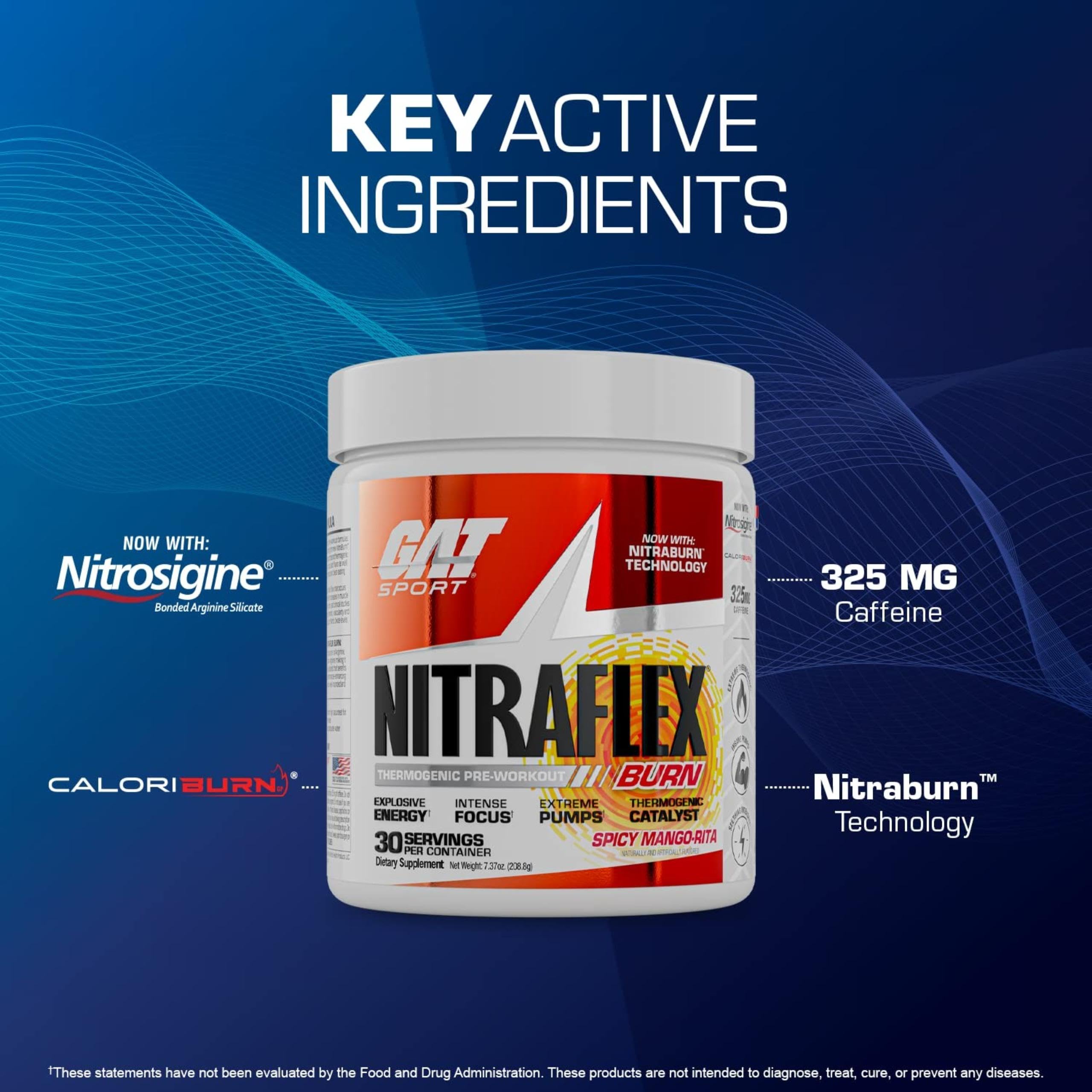GAT SPORT Nitraflex Burn destacando ausencia de colorantes artificiales.