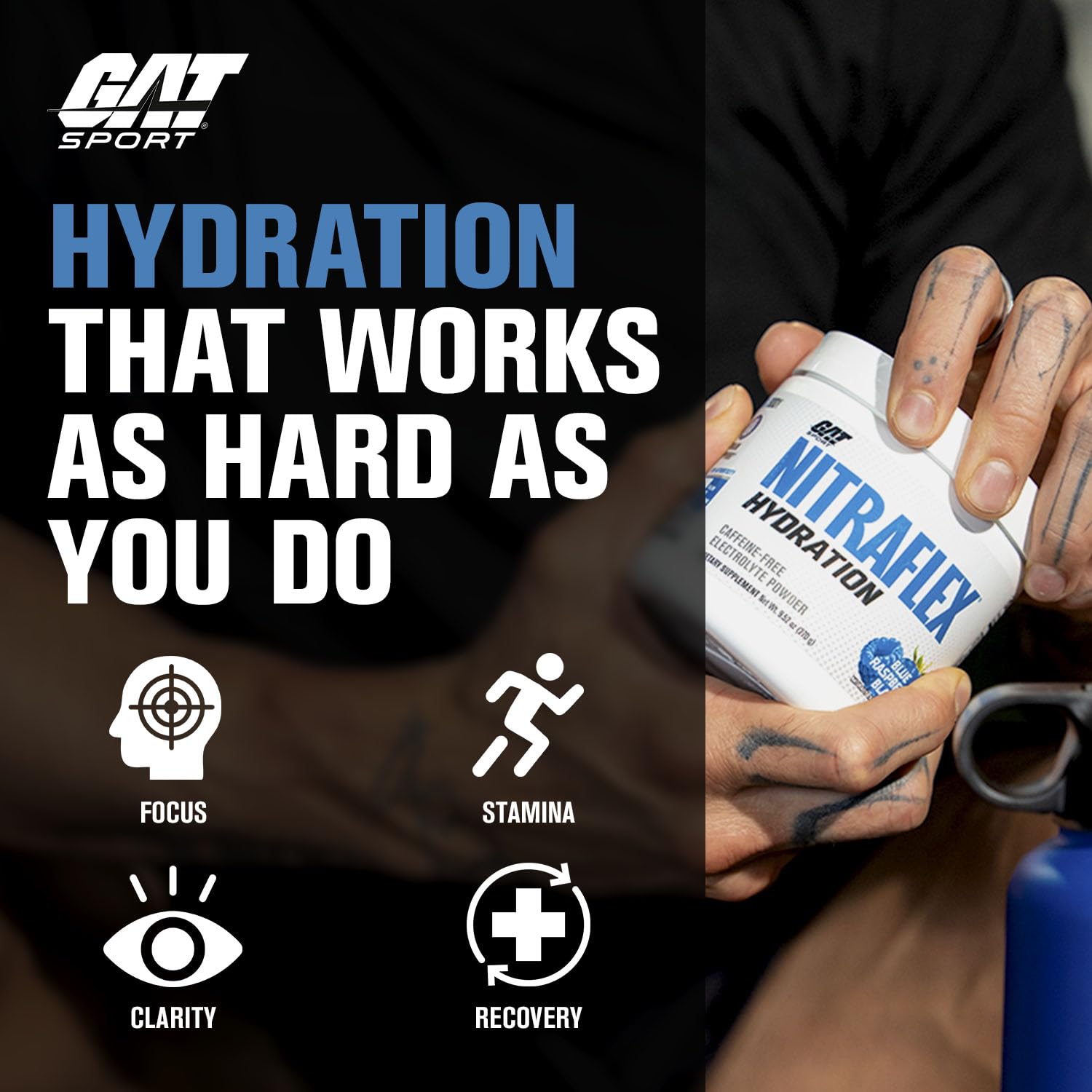 GAT SPORT Nitraflex Hidratación dosificador mostrando la medición