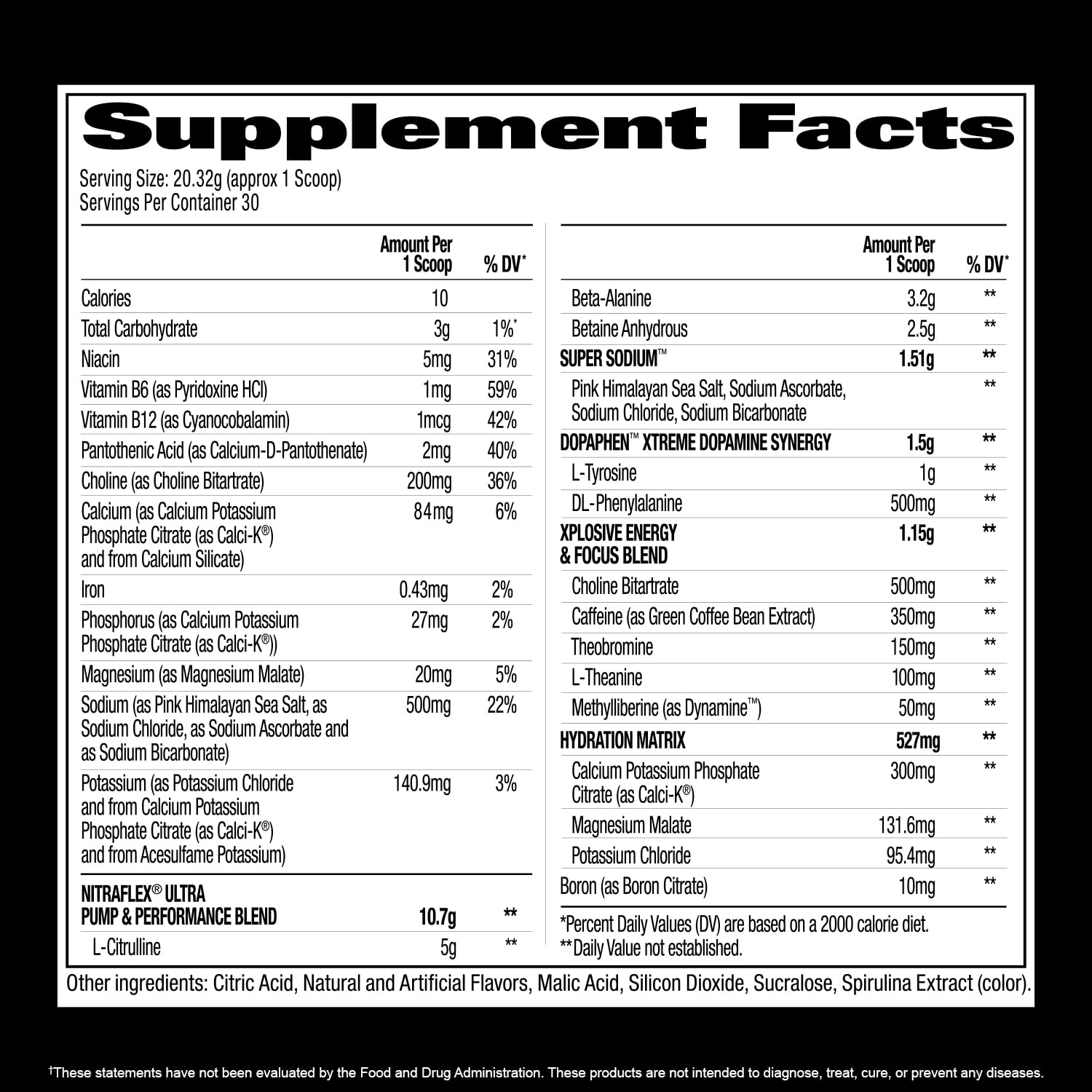 GAT SPORT Nitraflex Ultra etiqueta del producto con indicaciones de uso.