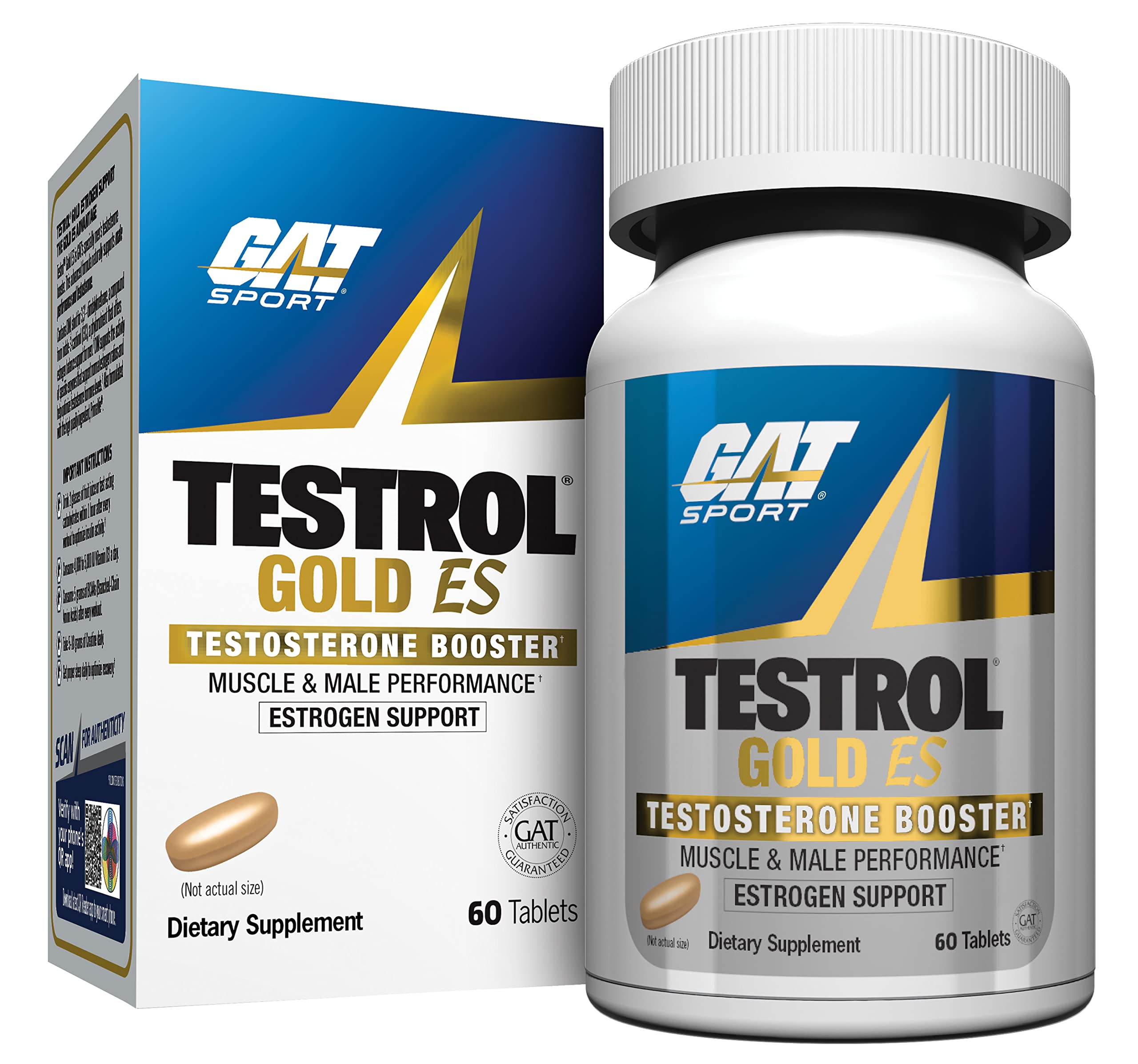 GAT SPORT Testrol Gold ES frasco de tabletas para apoyo potencial de rendimiento físico