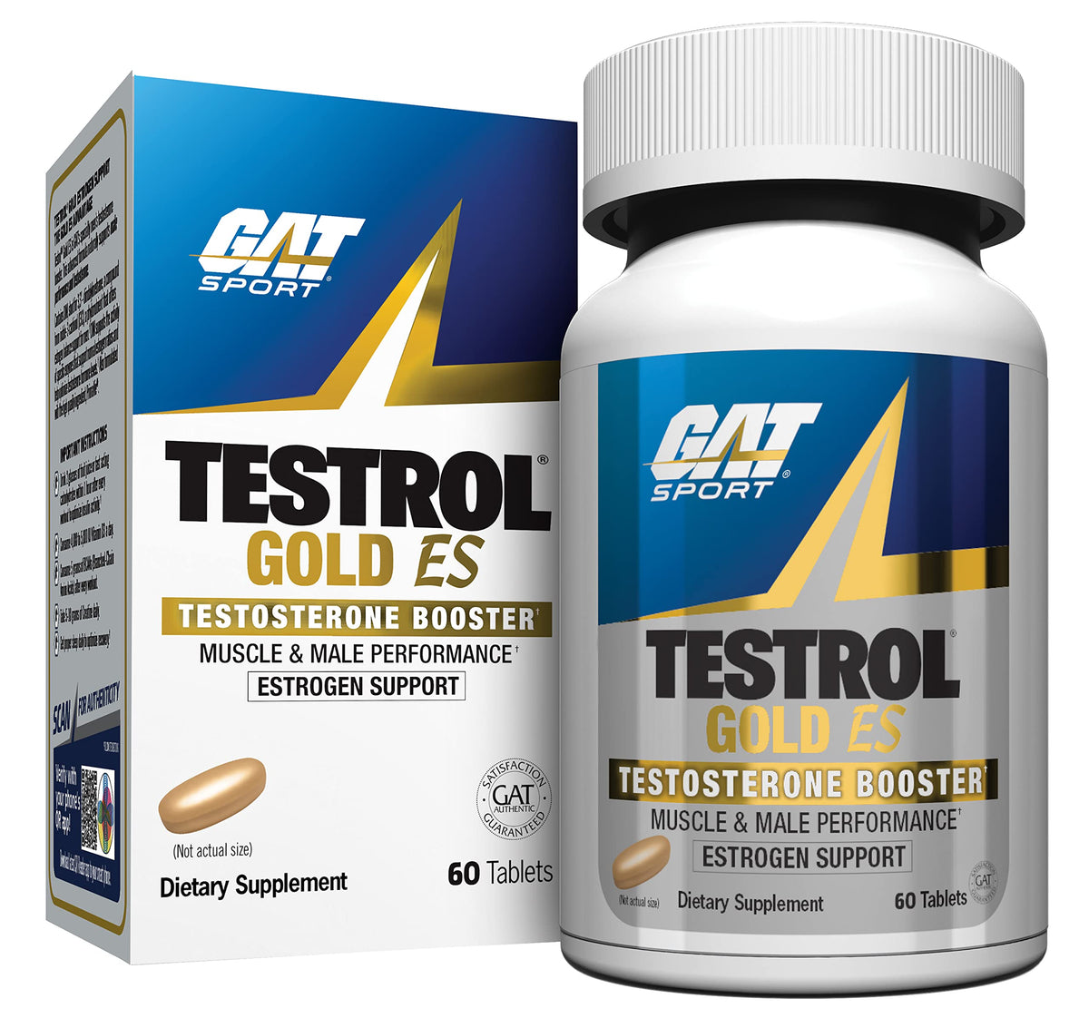 GAT SPORT Testrol Gold ES frasco de tabletas para apoyo potencial de rendimiento físico