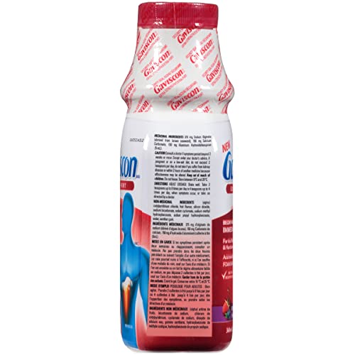Gaviscon Extra Strength Líquido Fruta, persona tomando; uso en casa o fuera para alivio práctico.