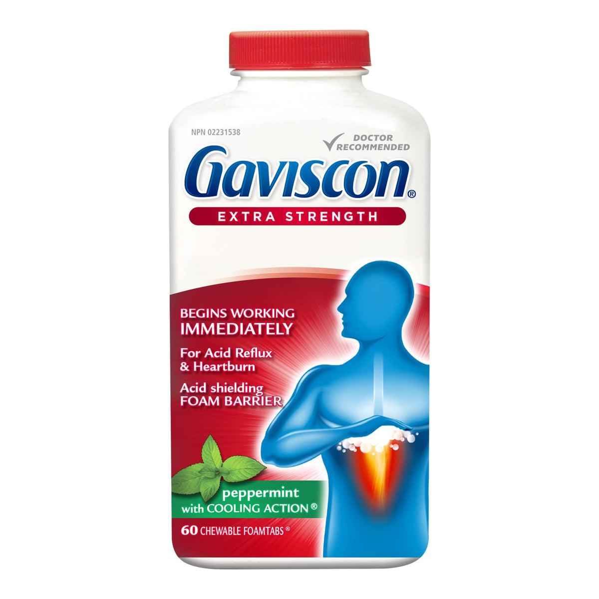 Gaviscon de Potencia Superior menta, caja frontal para alivio práctico diario