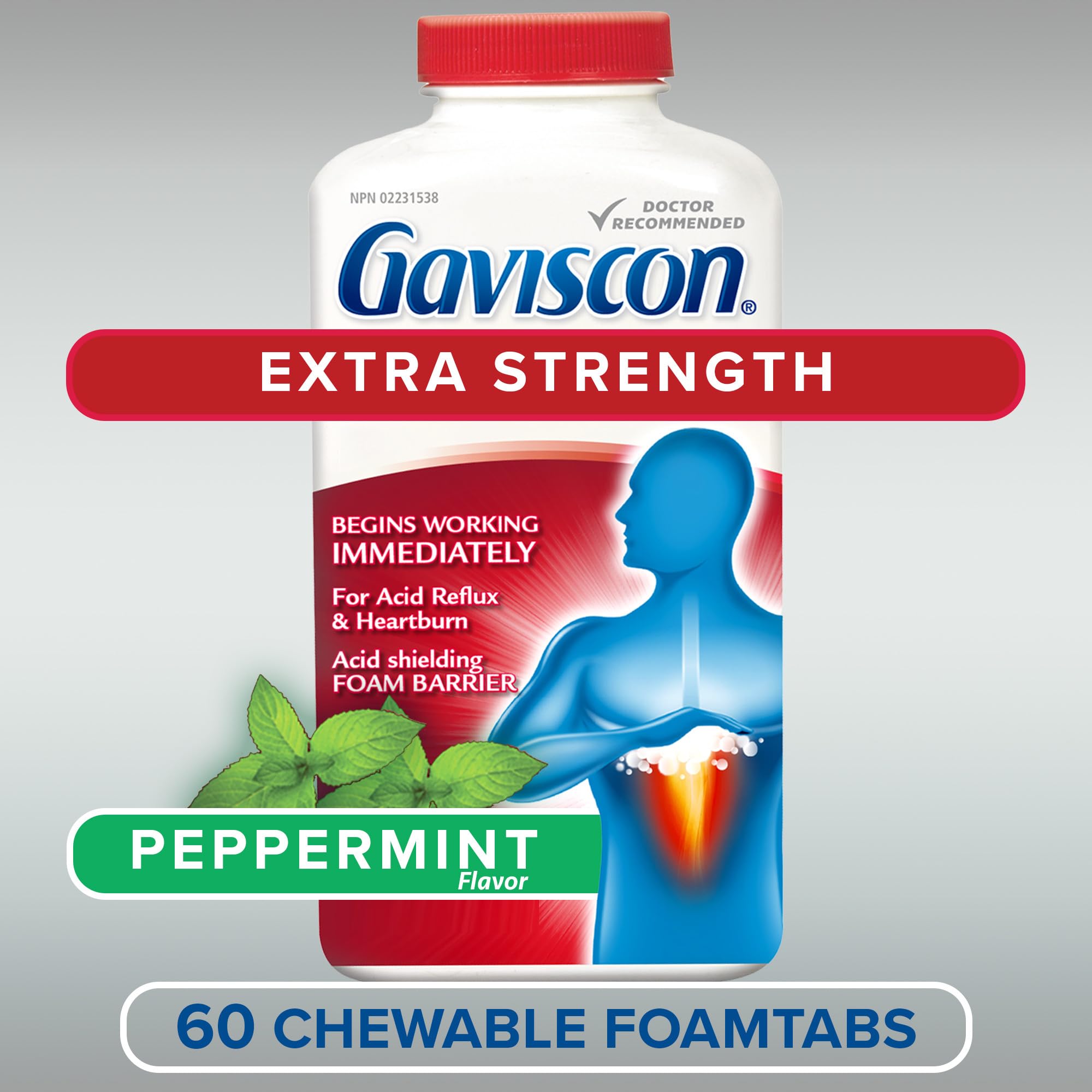 Gaviscon de Potencia Superior menta, tableta masticable en proceso de masticar
