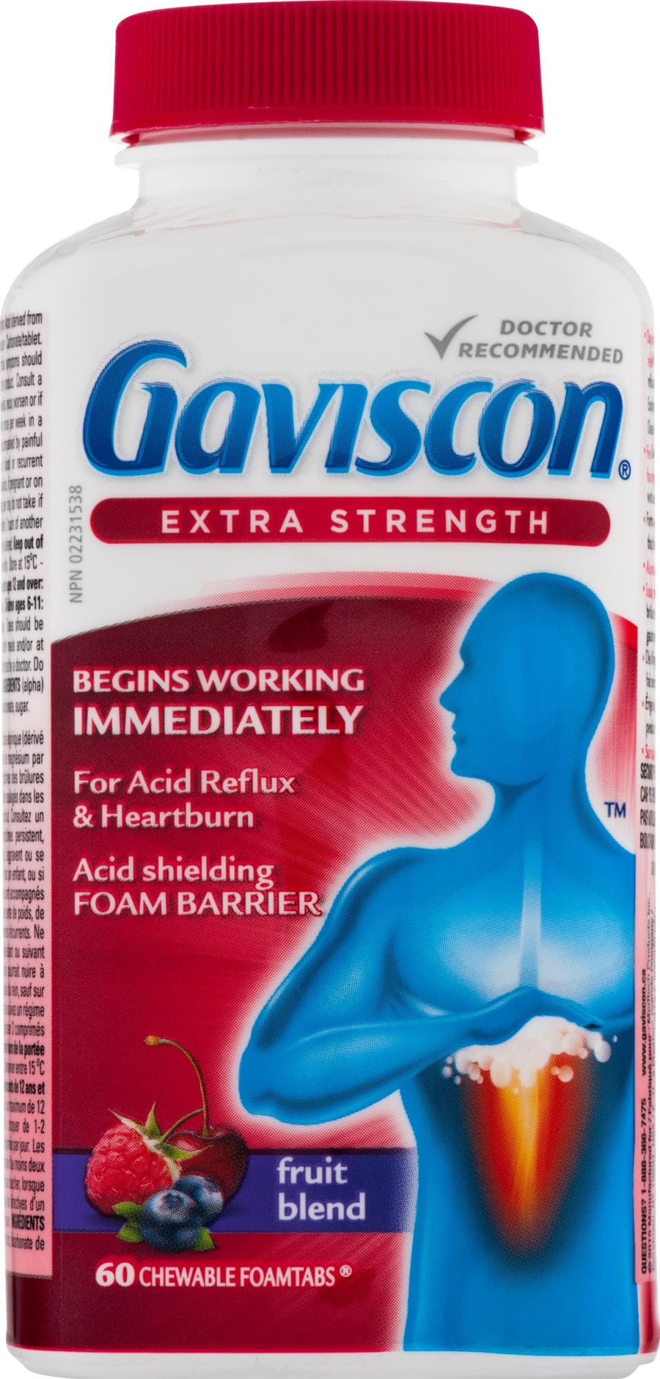 Gaviscon Fruta Fuerza Extra Foamtabs en bote para alivio rápido tras las comidas