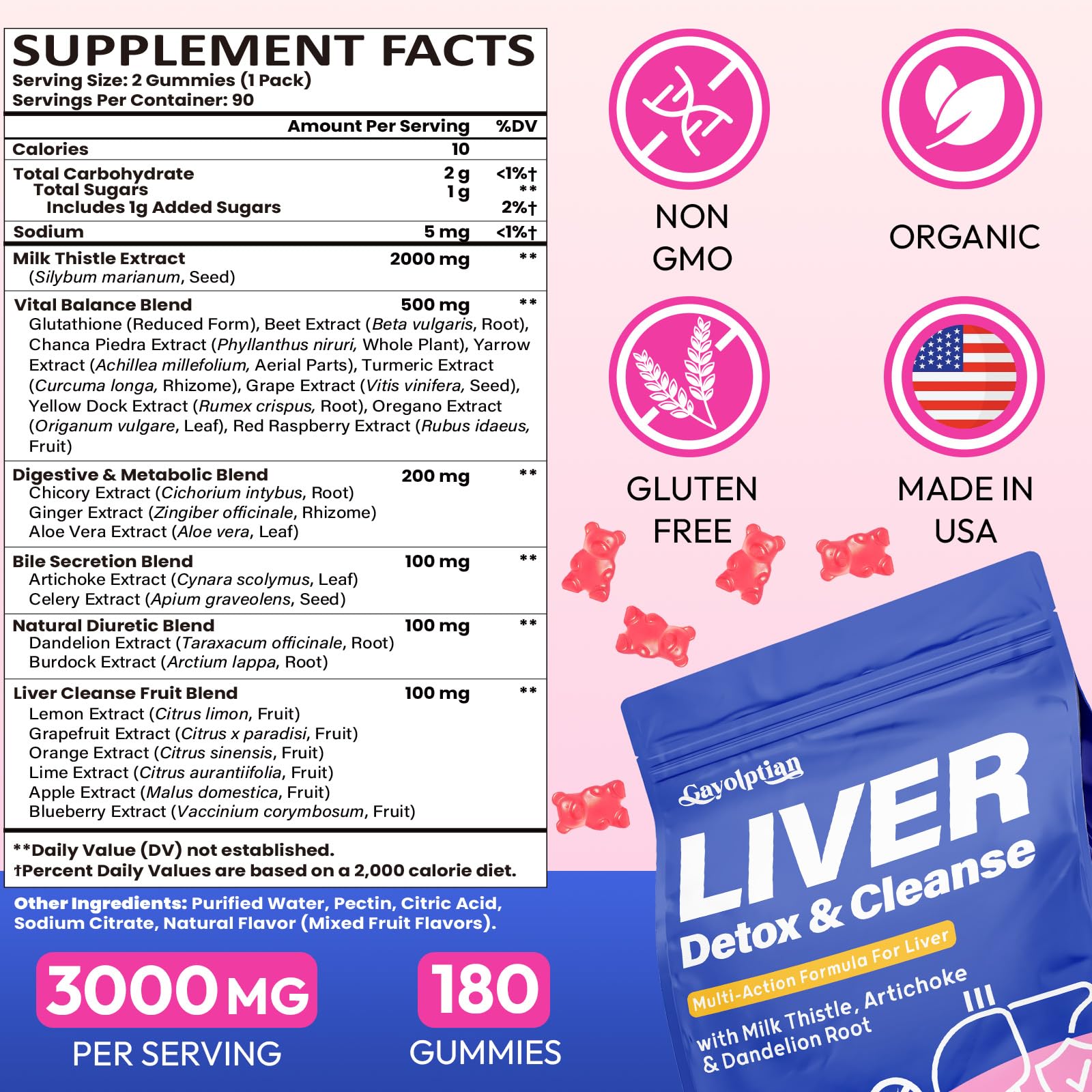 Gayolptian detox hepático, opción de viaje, empaque portátil.