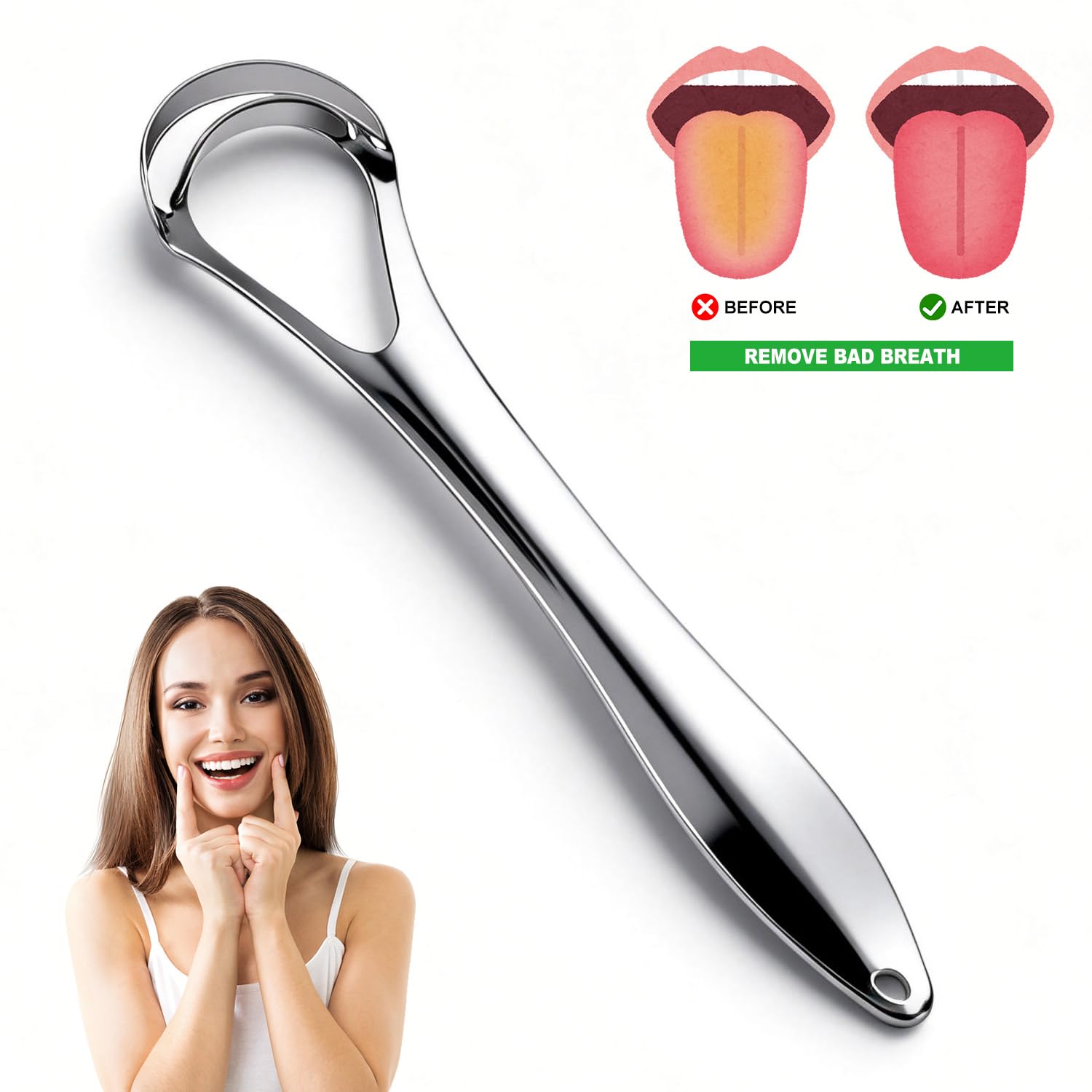 G.CATACC limpiador de lengua en mano ergonómica para uso cómodo
