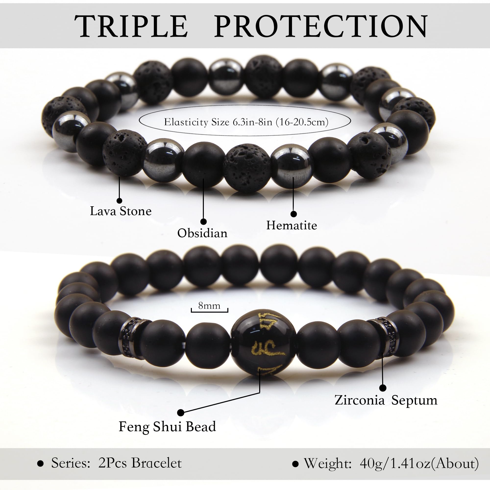 Pulsera GDLKPYHS de hematita y lava para difusor de aromas todo el día.