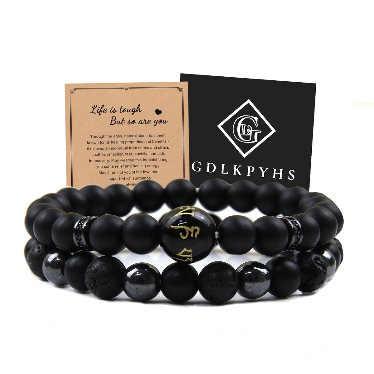 Pulsera GDLKPYHS de obsidiana negra 8mm para equilibrio y estilo diario.