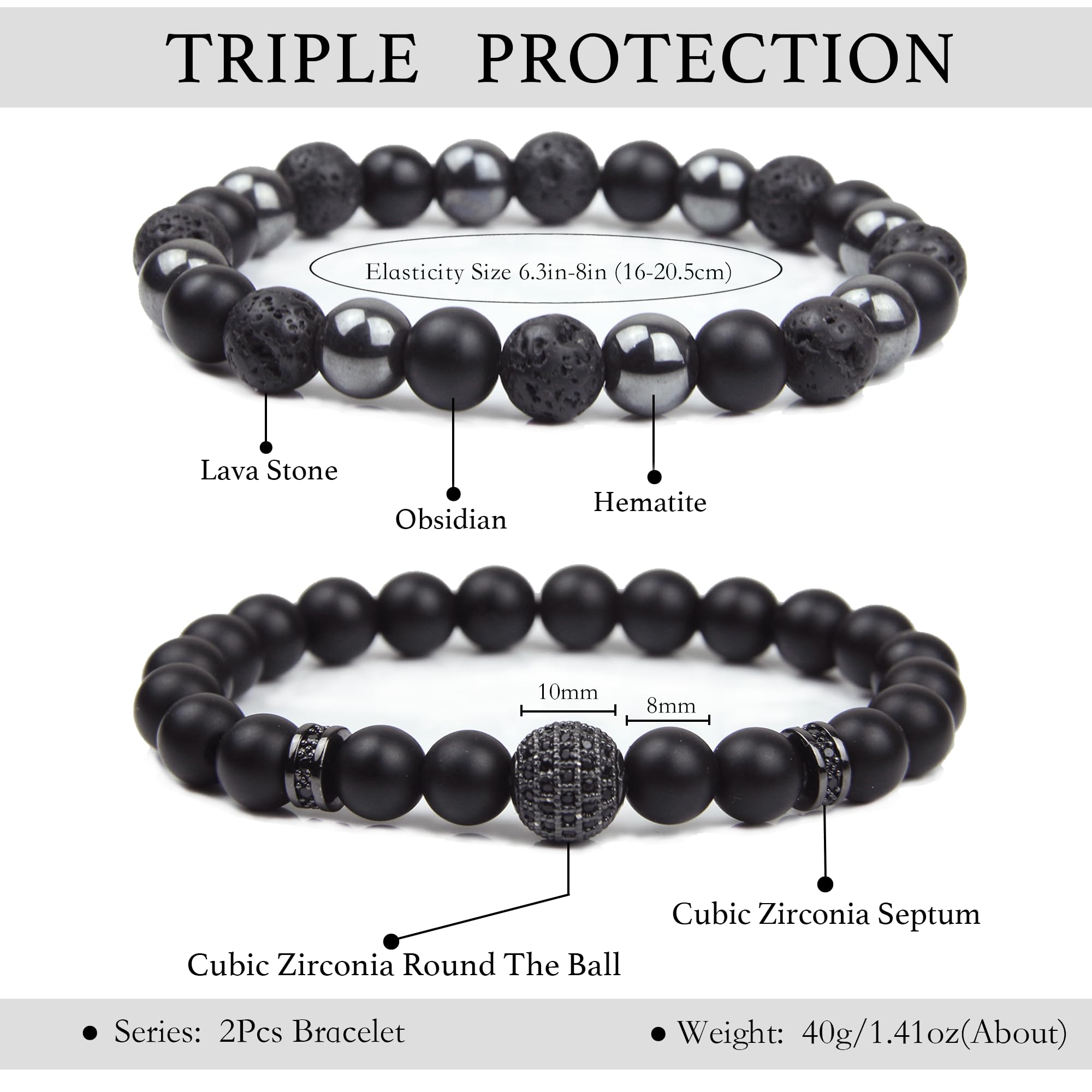 Pulsera GDLKPYHS con ónix negro para estilo sobrio y pulido.