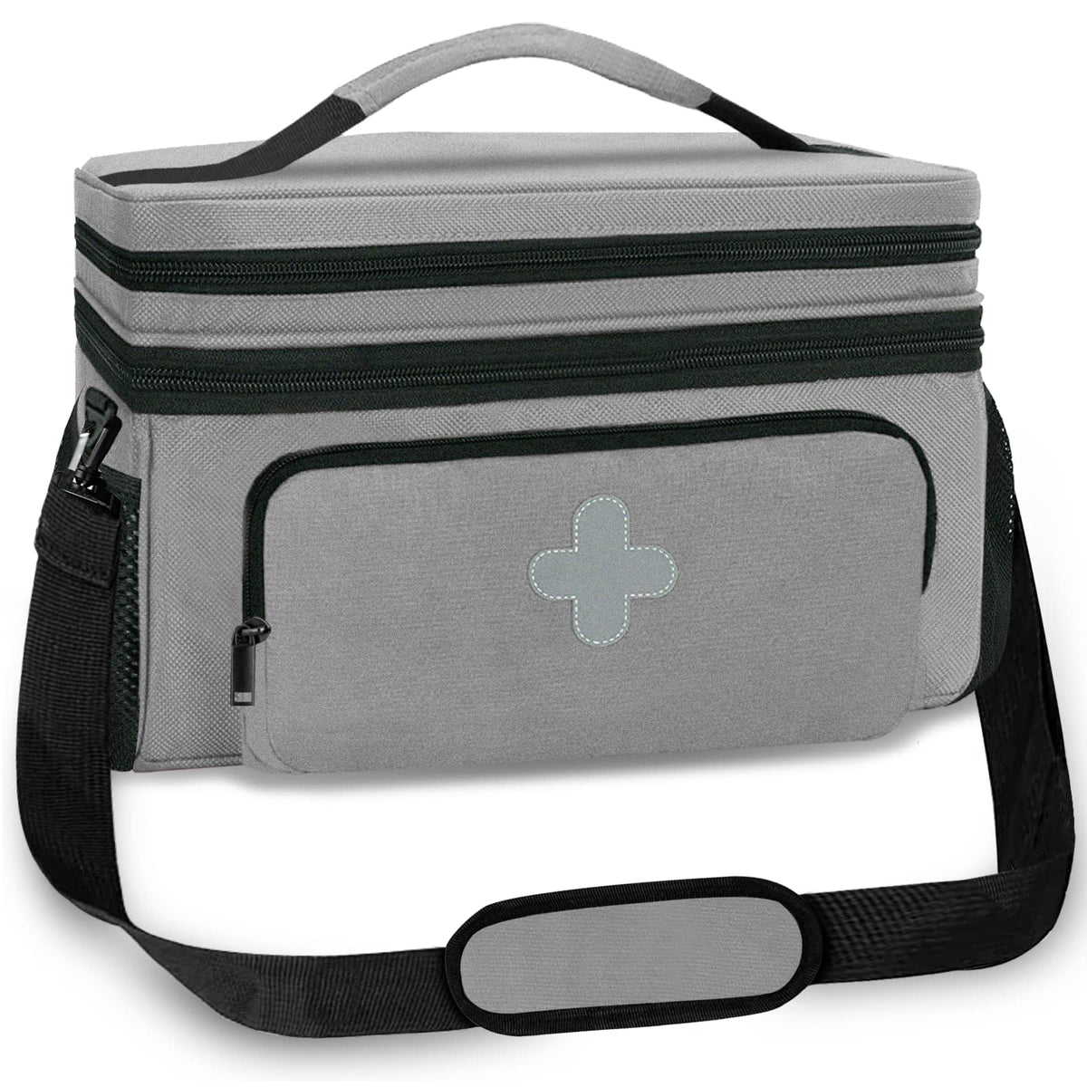 GDNasist bolsa medicina, compartimento superior con bandas elásticas para frascos pequeños.