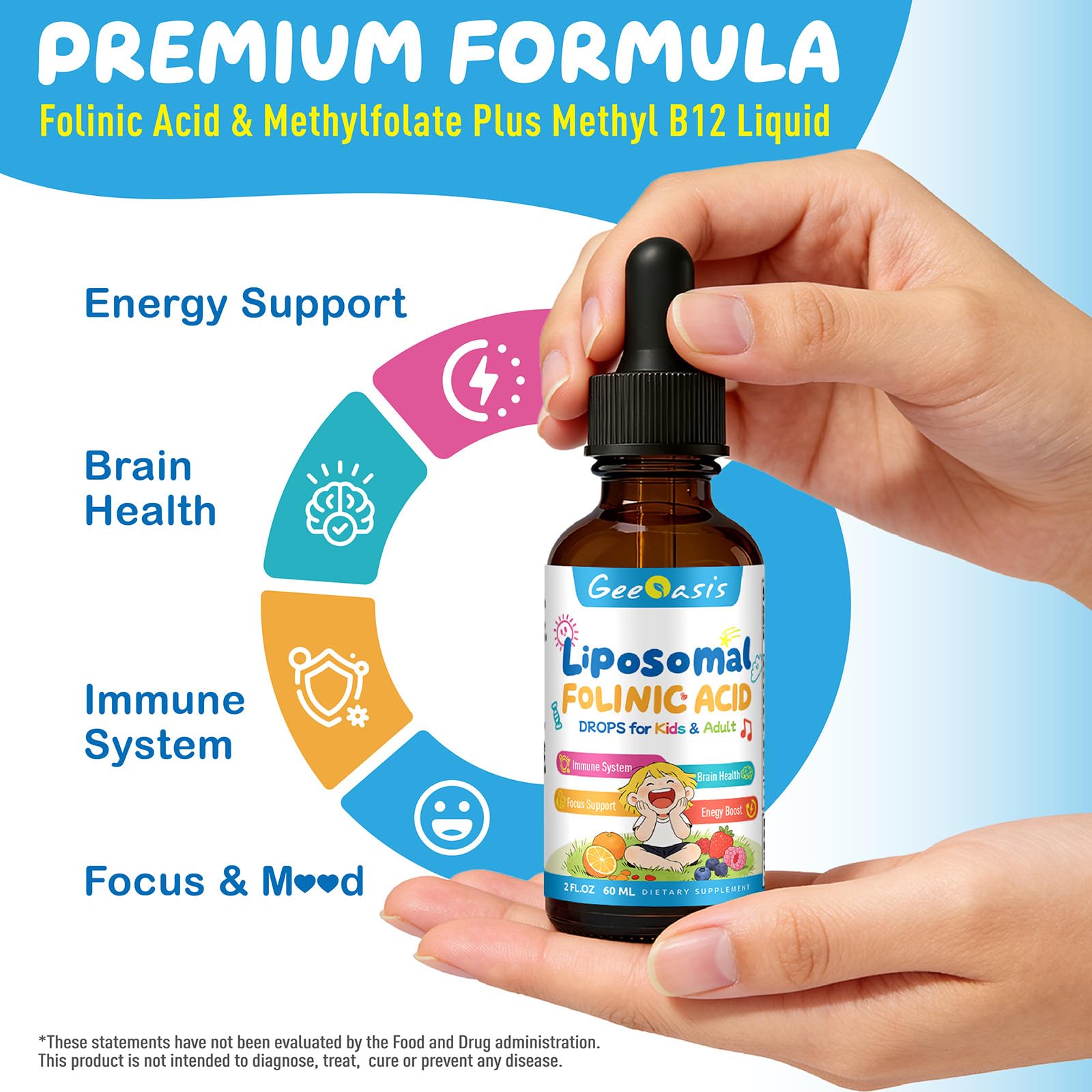 Geeoasis Drops dosis 1 ml para niños de forma suave.