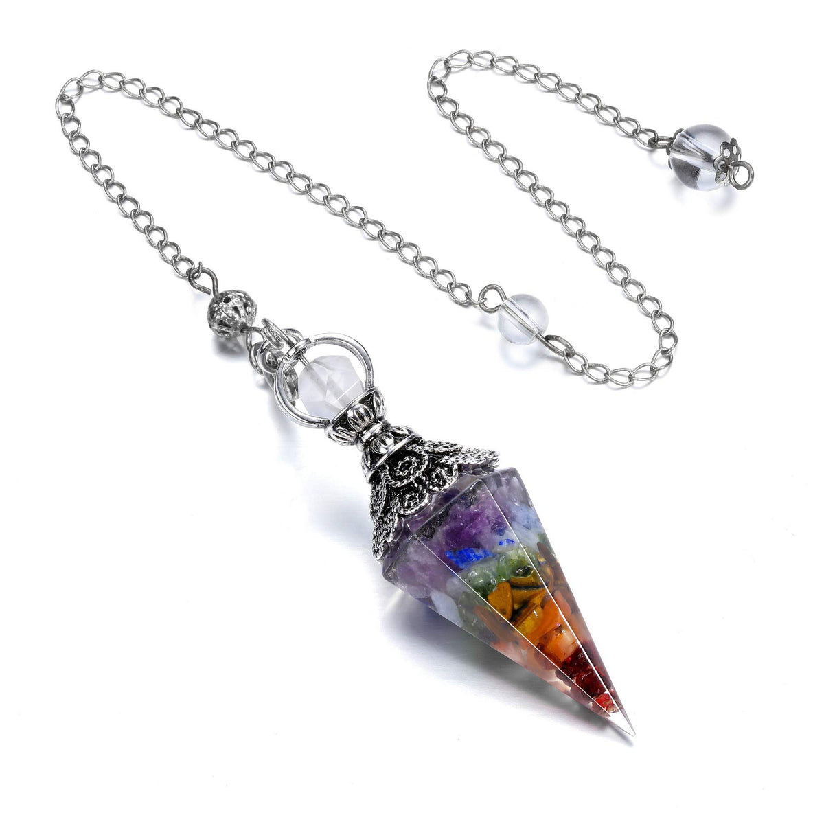 Gehecrst pendulo cristal 7 chakras guía de divinación y equilibrio de energías
