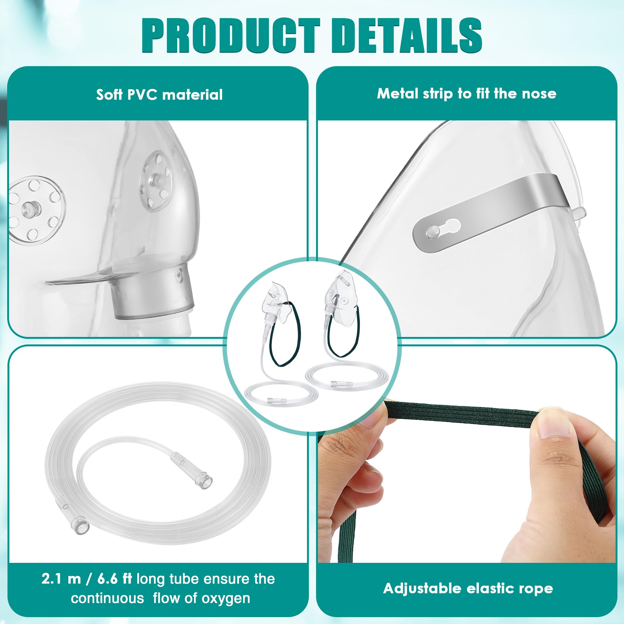 Mascarilla de oxígeno Geiserailie con clip nasal ajustable para sellado preciso