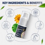 Calor profundo sin residuos, Gemächlich Zu Hause Arnica Spray en palma.