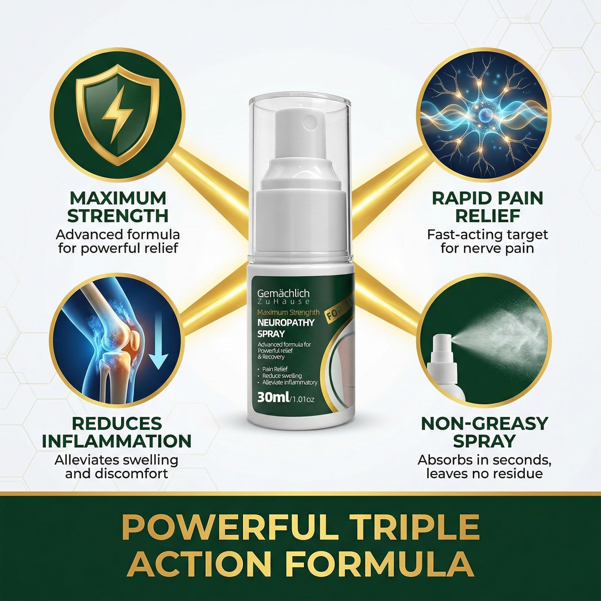Arnica Spray Gemächlich Zu Hause: calor profundo para relajación muscular lumbar.