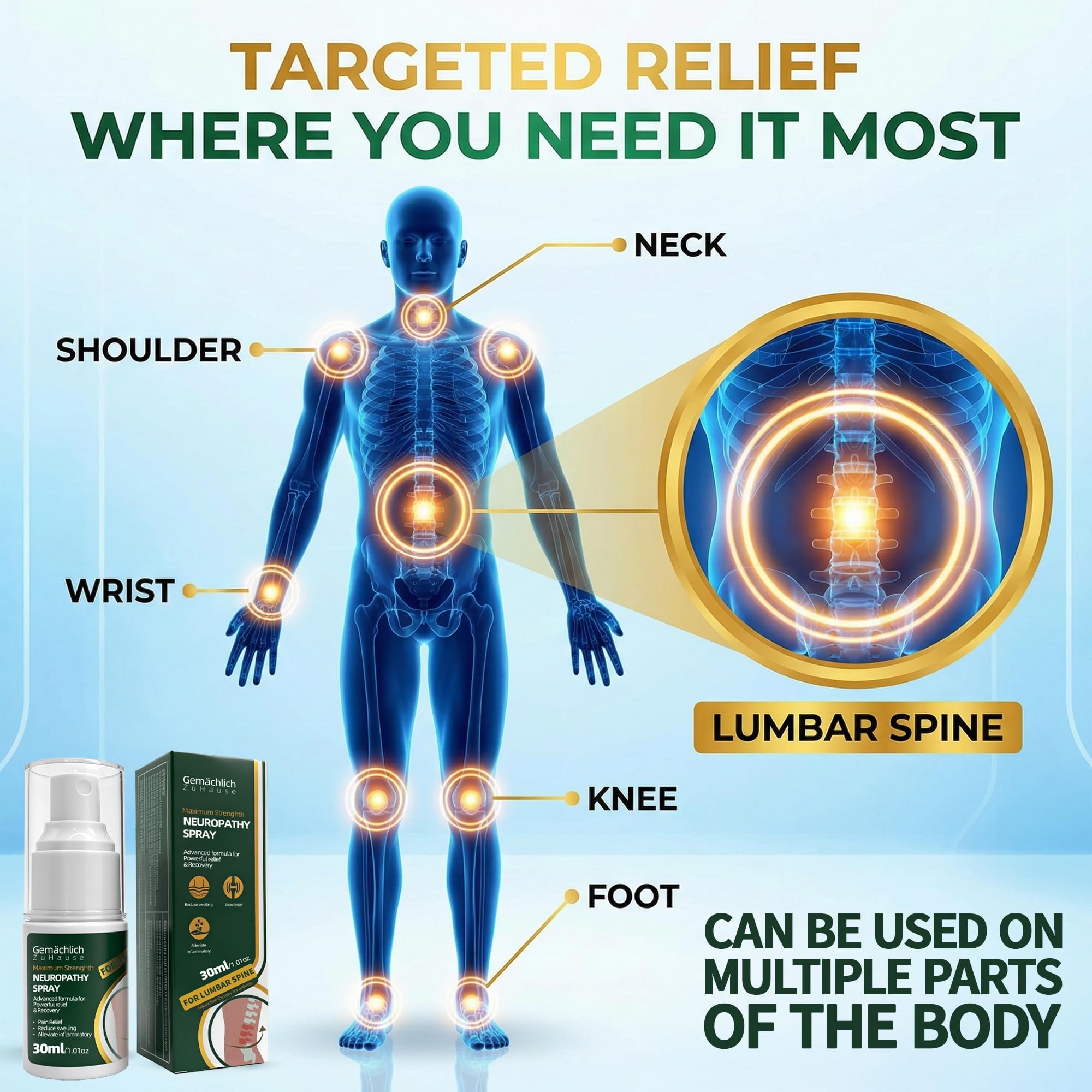 Gemächlich Zu Hause Arnica Spray: listado FDA NDC 76986-014 para mayor confianza.