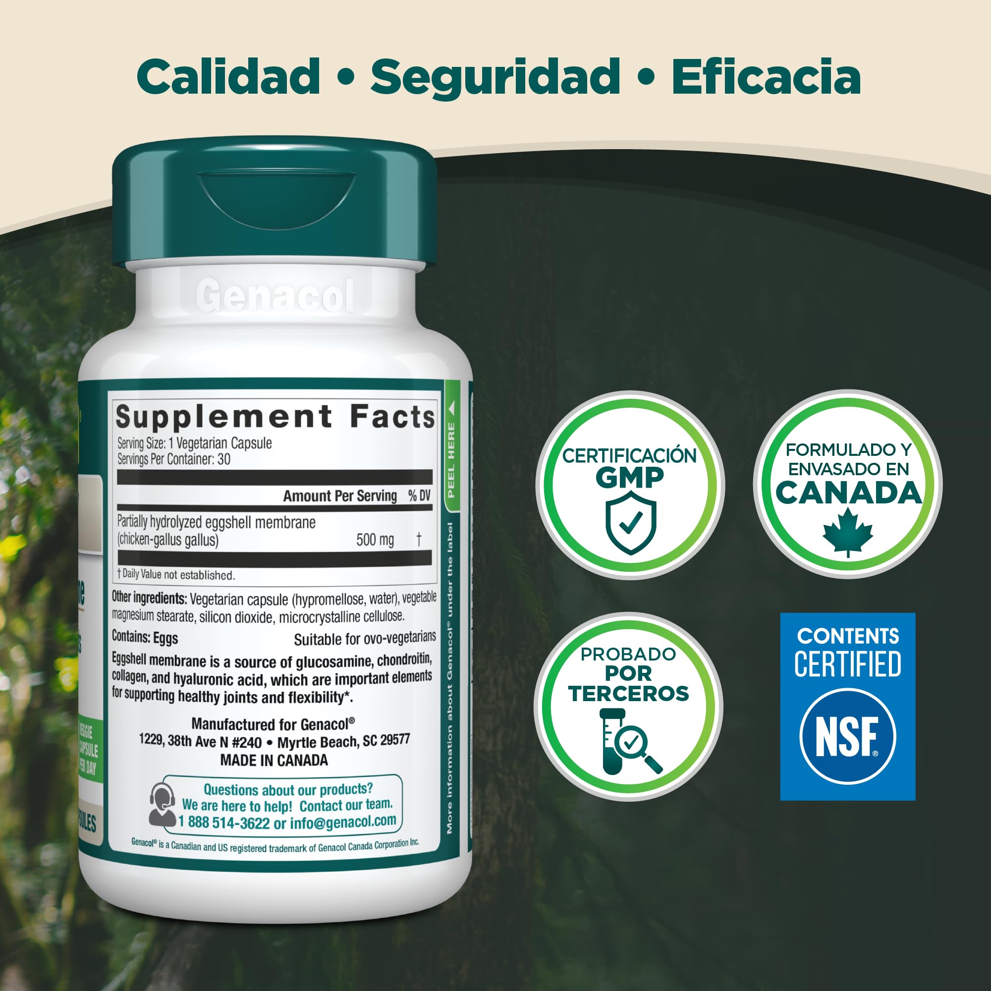 Genacol Ovoflex: ingredientes vegetales y sin OGM para articulaciones.