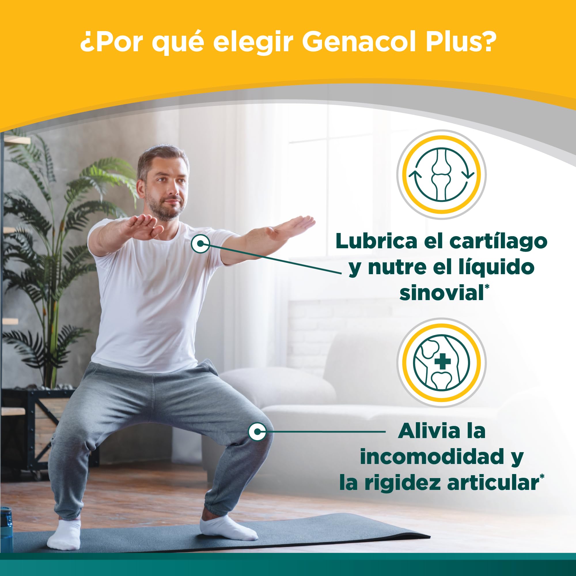 Genacol Plus etiqueta nutricional, destaca ingredientes no-GMO.