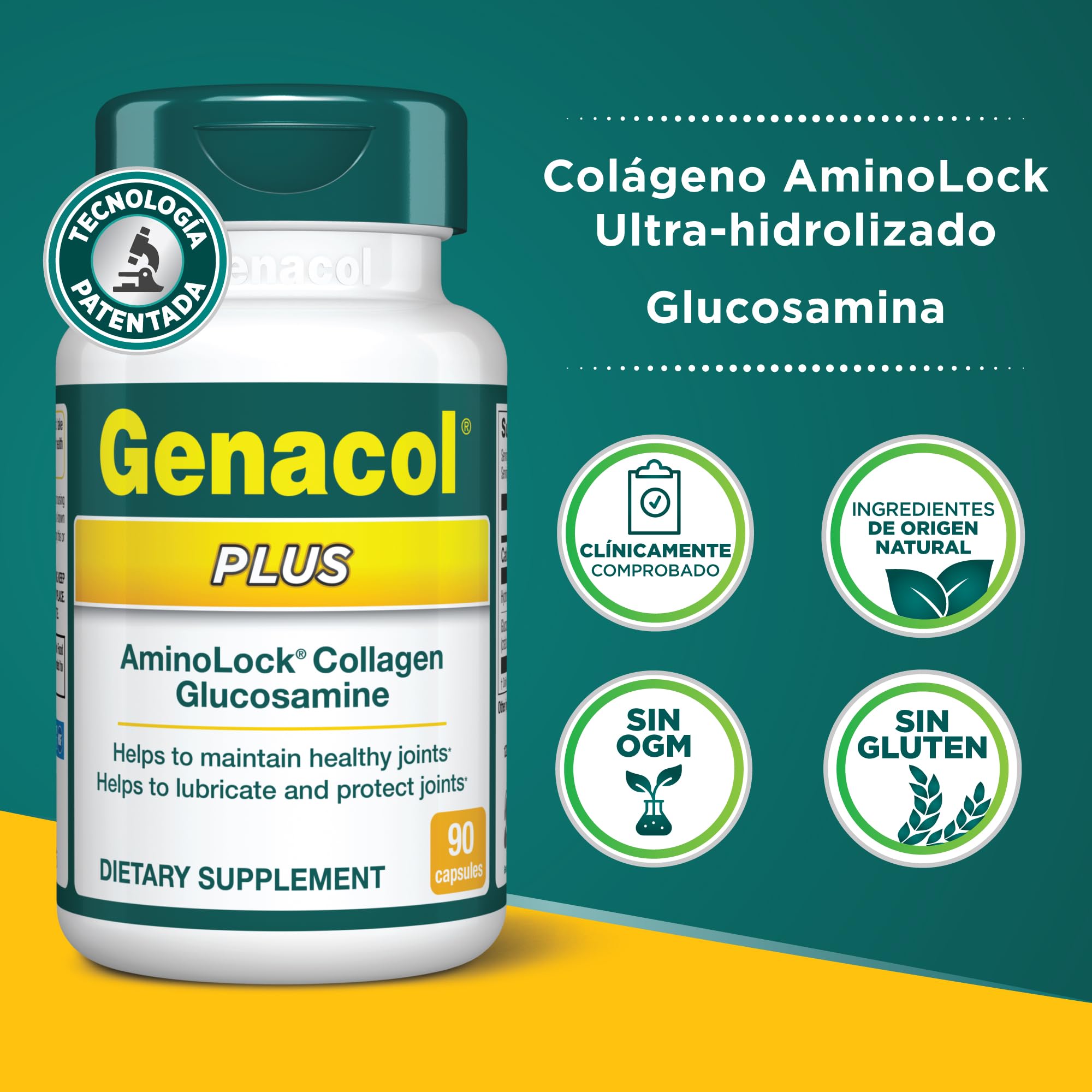 Genacol Plus frente del envase, muestra la dosis diaria.