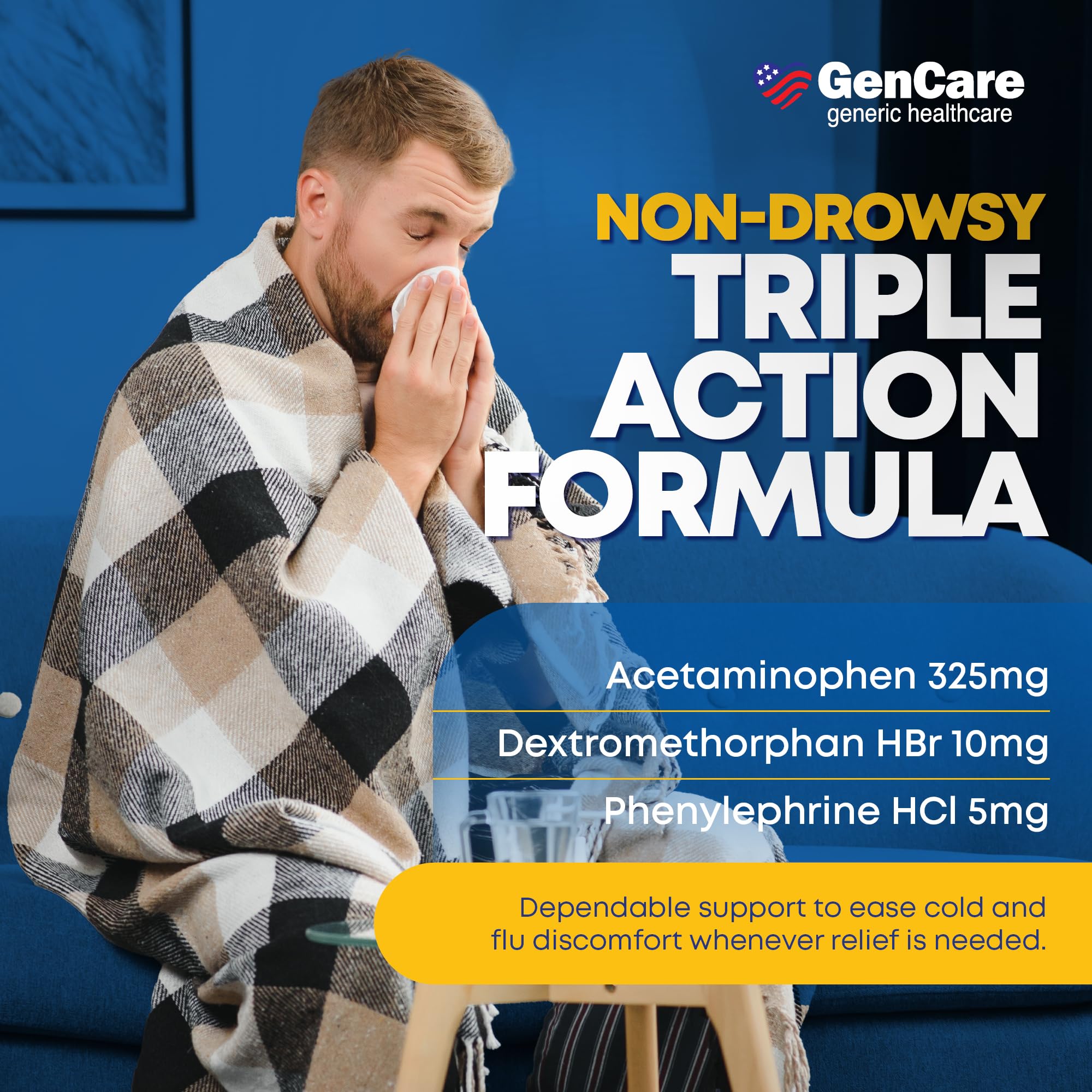 GenCare acetaminofén - ingrediente principal para dolor y fiebre.