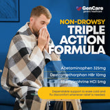 GenCare acetaminofén - ingrediente principal para dolor y fiebre.
