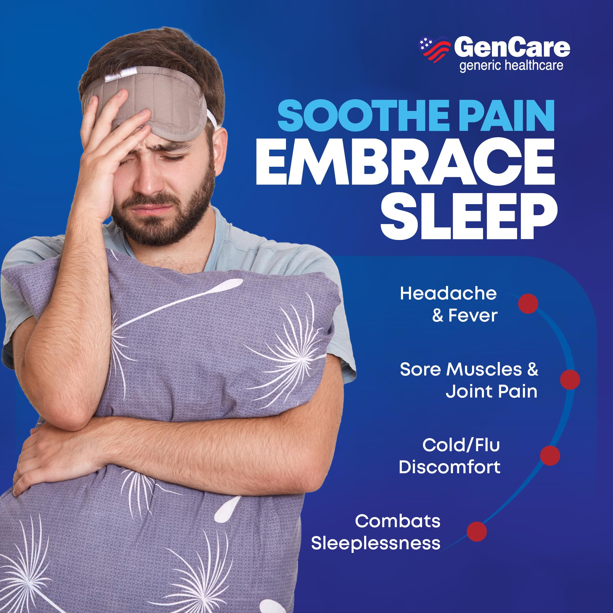GenCare Acetaminofén PM fórmula nocturna, apoyo para iniciar el sueño de forma suave.