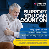 GenCare Aspirina 81 mg, tabletas lisas, fáciles de tragar.