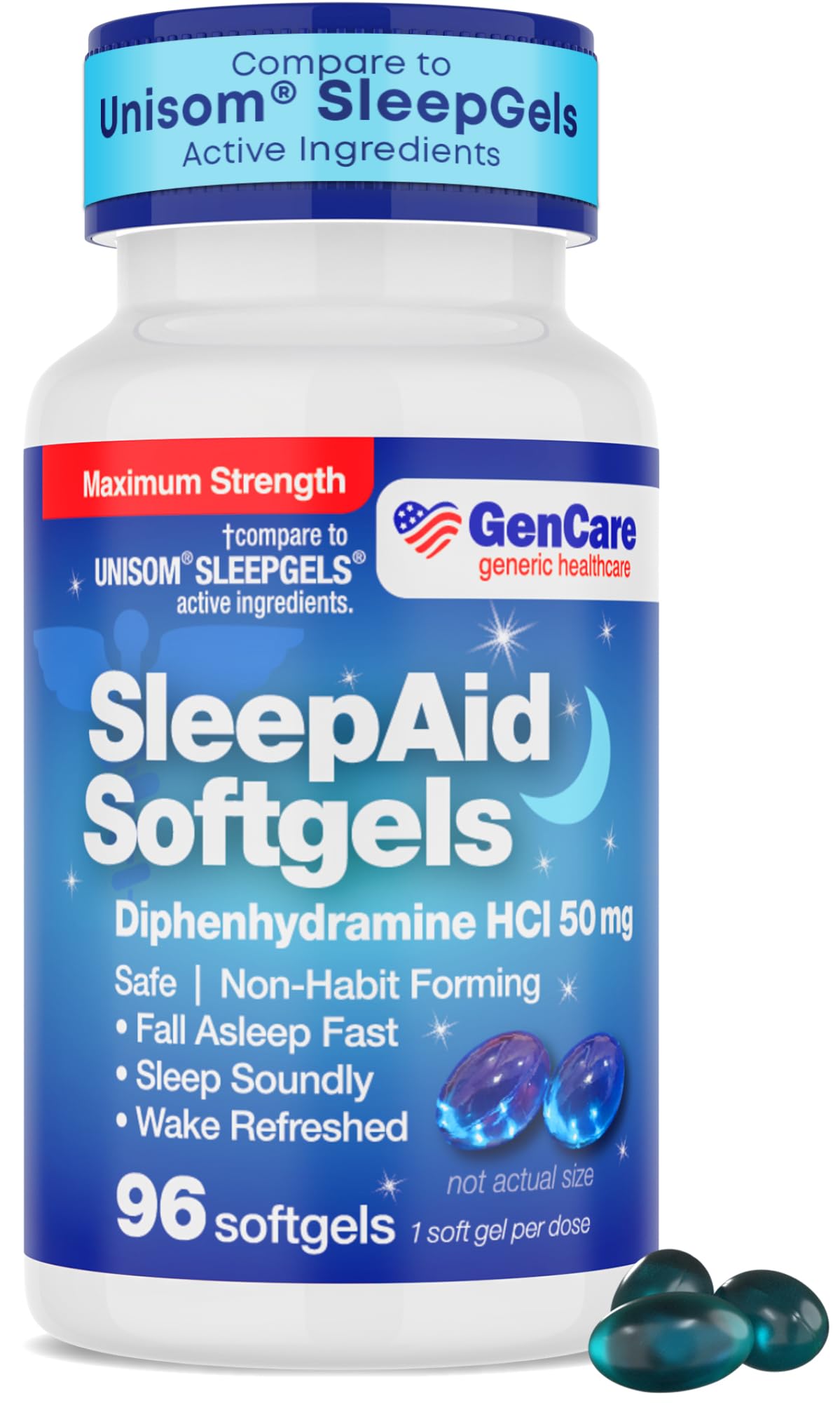 GenCare: botella con cápsulas para dormir profundo y relajación nocturna