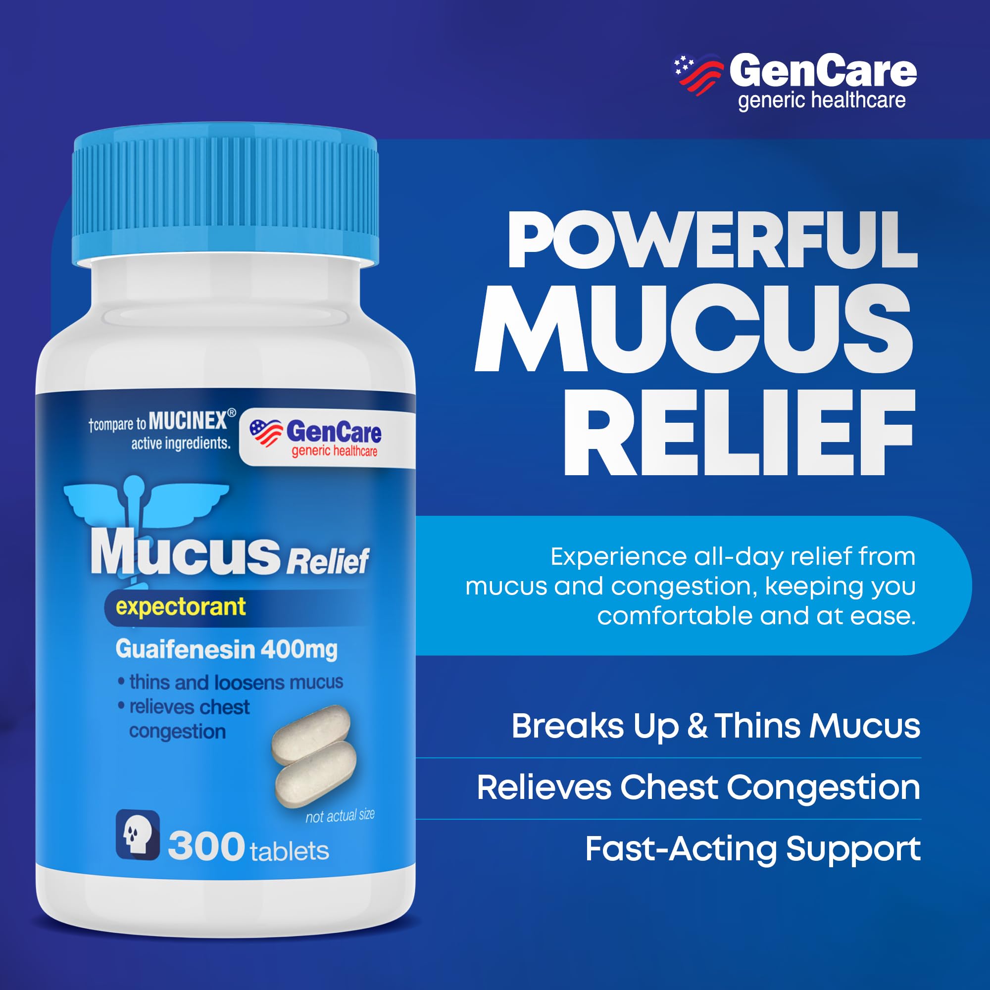 GenCare botes de tabletas 400 mg para descongestión respiratoria