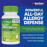 GenCare Cetirizina 10 mg, empaque exterior, opción de compra a granel para alergias.