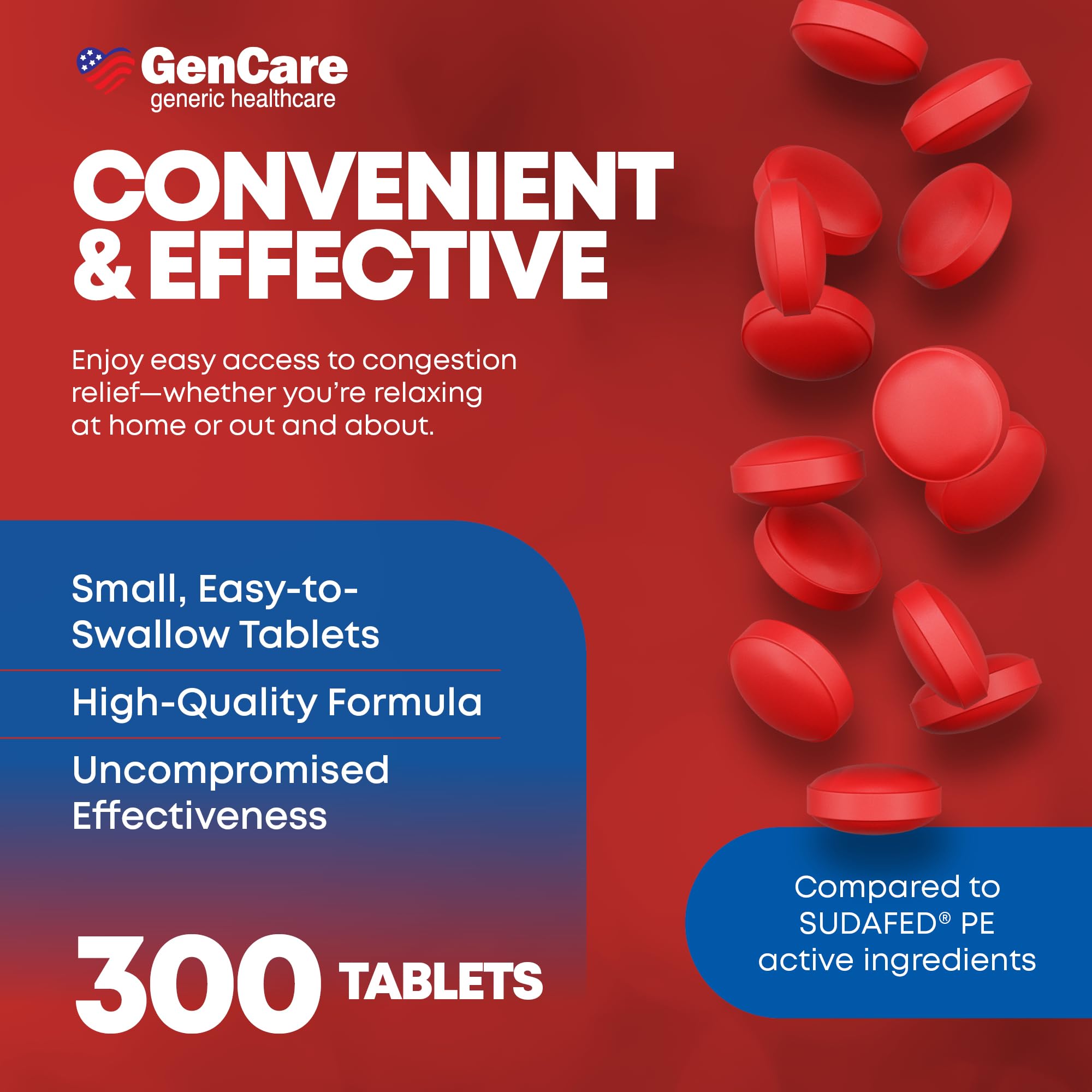 GenCare Descongestionante nasal PE: botella abierta para verter tabletas.